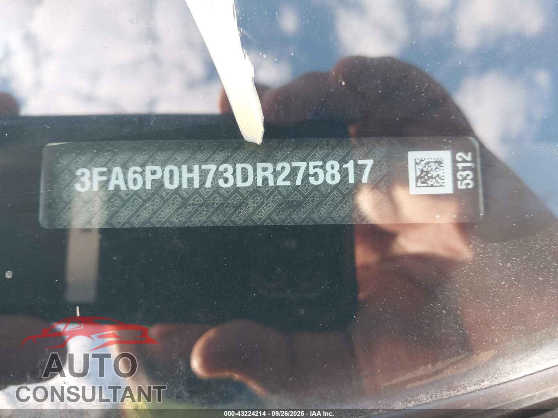 FORD FUSION 2013 - 3FA6P0H73DR275817