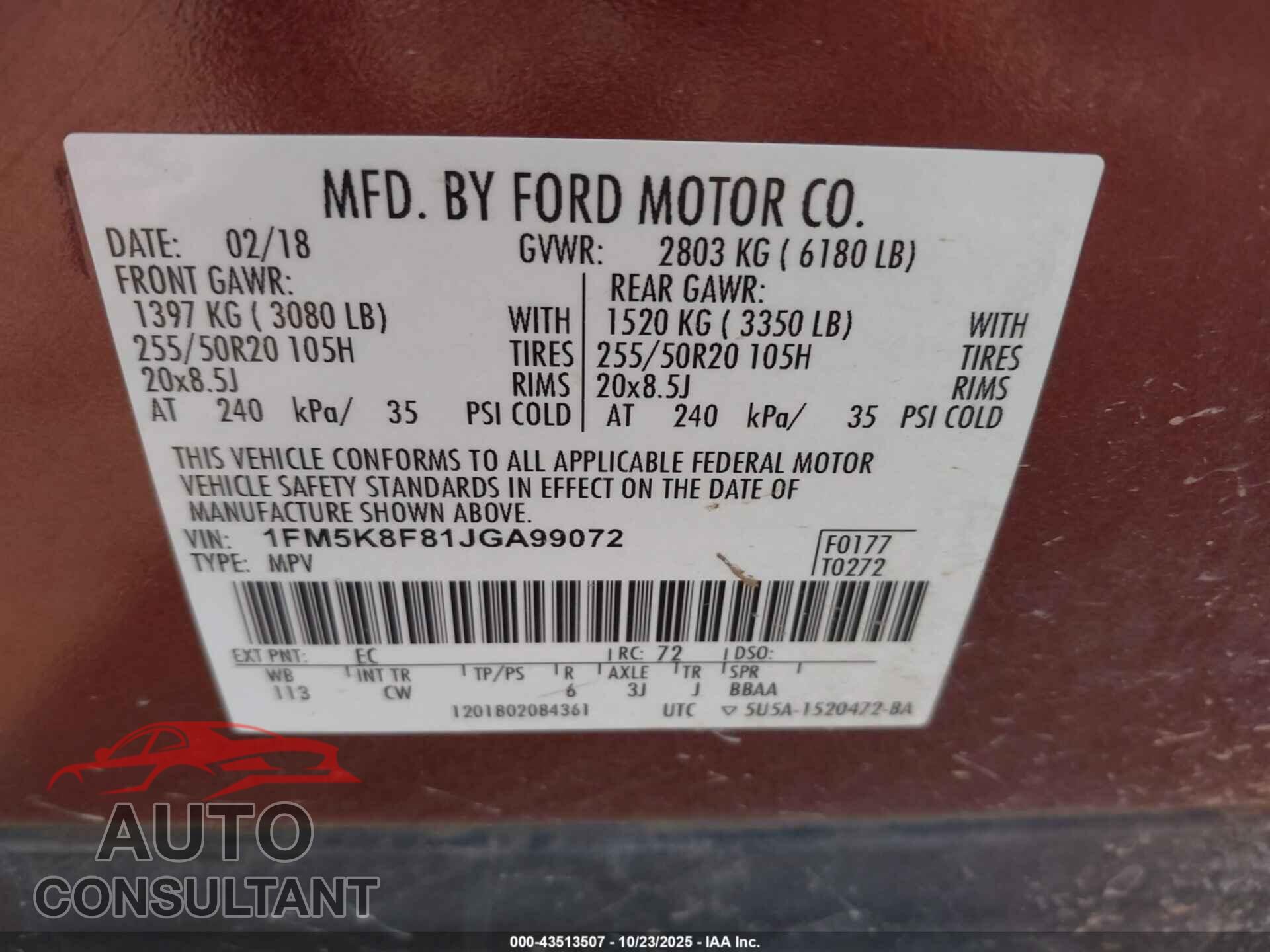 FORD EXPLORER 2018 - 1FM5K8F81JGA99072