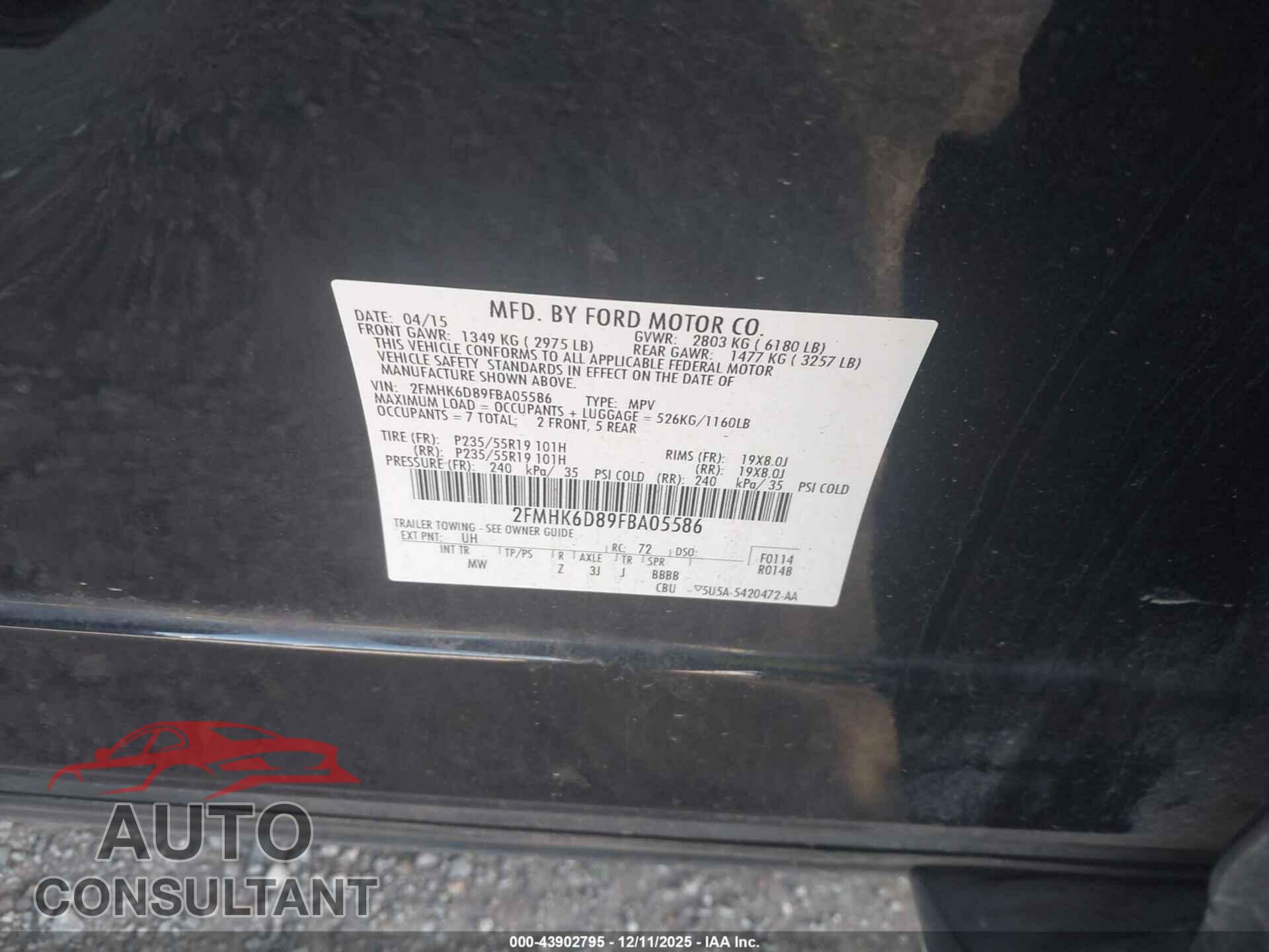 FORD FLEX 2015 - 2FMHK6D89FBA05586