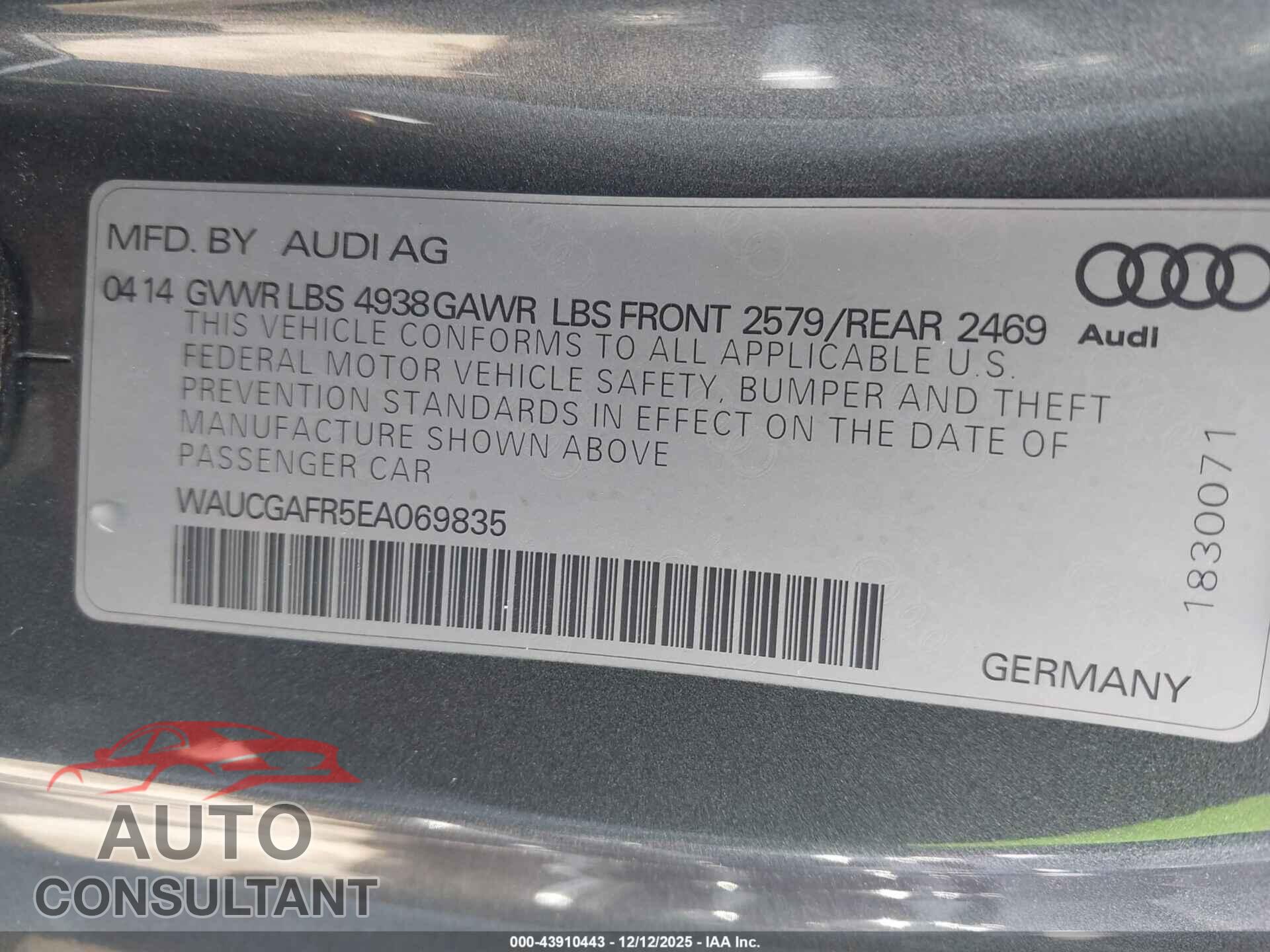 AUDI S5 2014 - WAUCGAFR5EA069835
