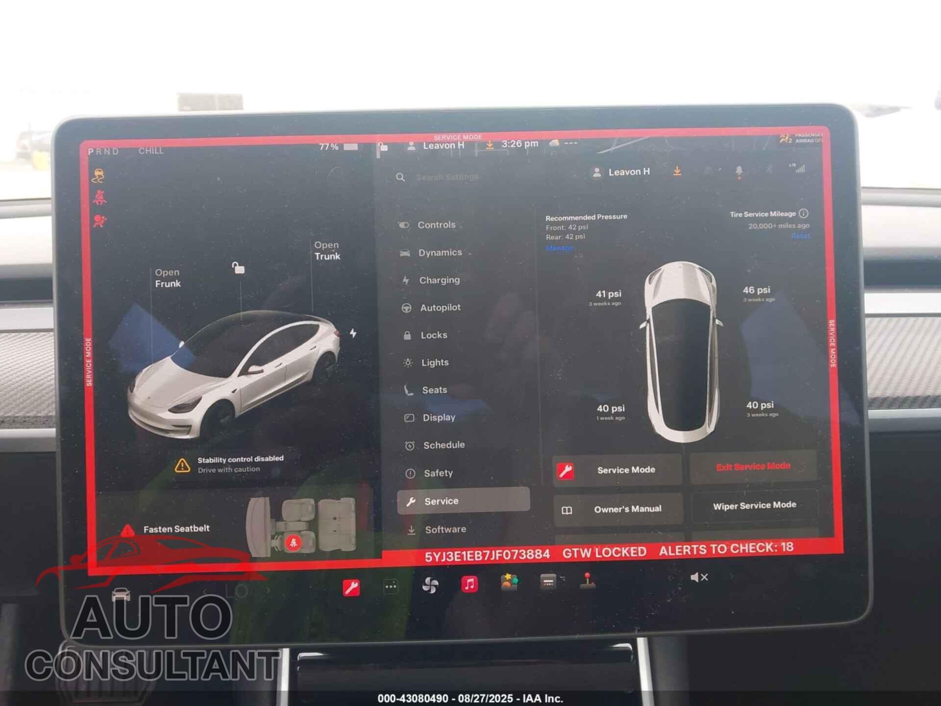TESLA MODEL 3 2018 - 5YJ3E1EB7JF073884