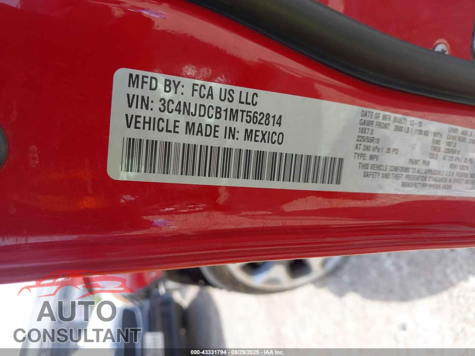 JEEP COMPASS 2021 - 3C4NJDCB1MT562814