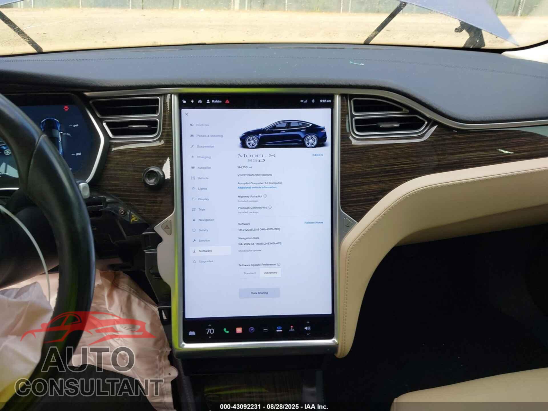 TESLA MODEL S 2015 - 5YJSA1H29FF083519