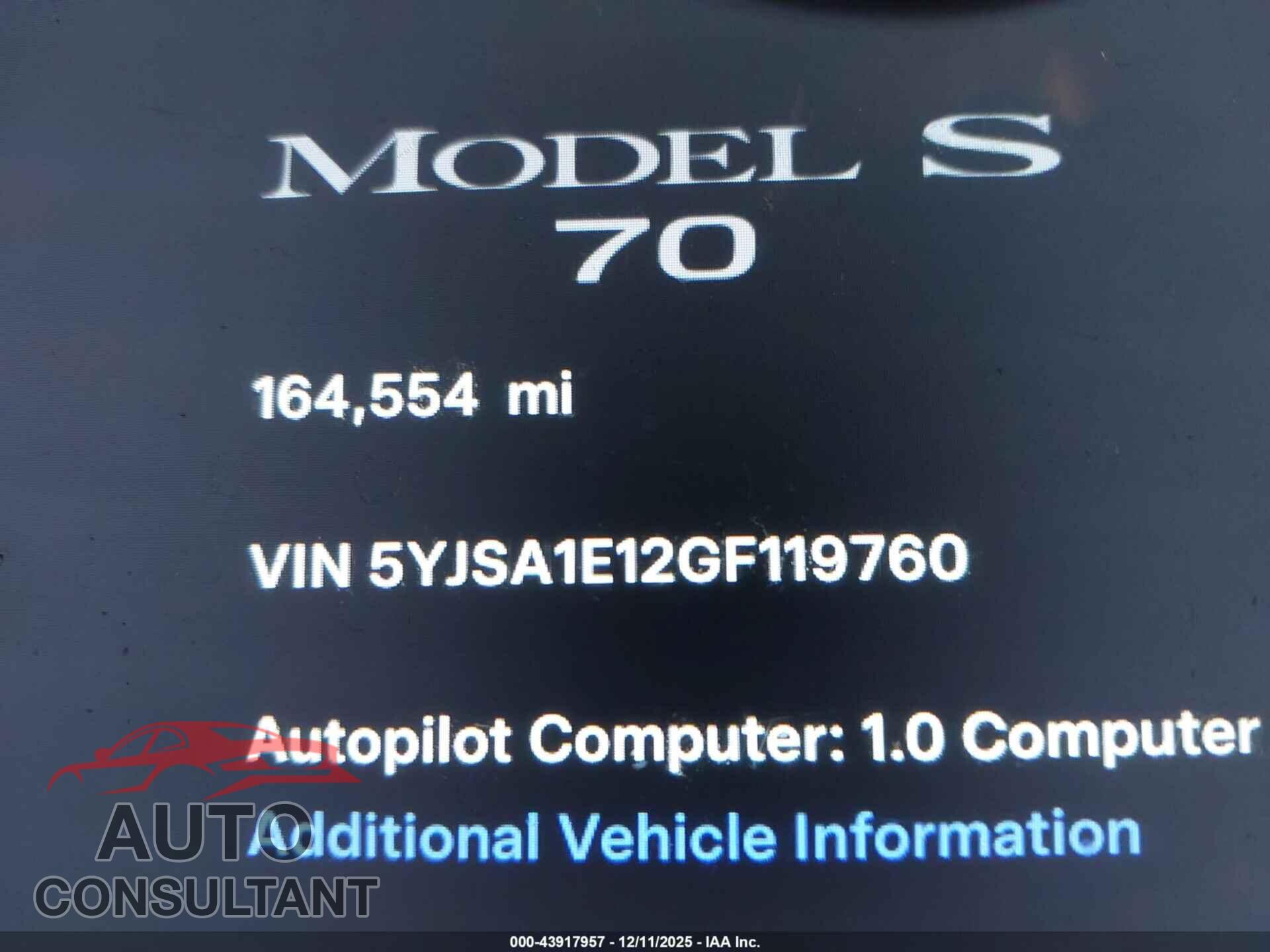 TESLA MODEL S 2016 - 5YJSA1E12GF119760