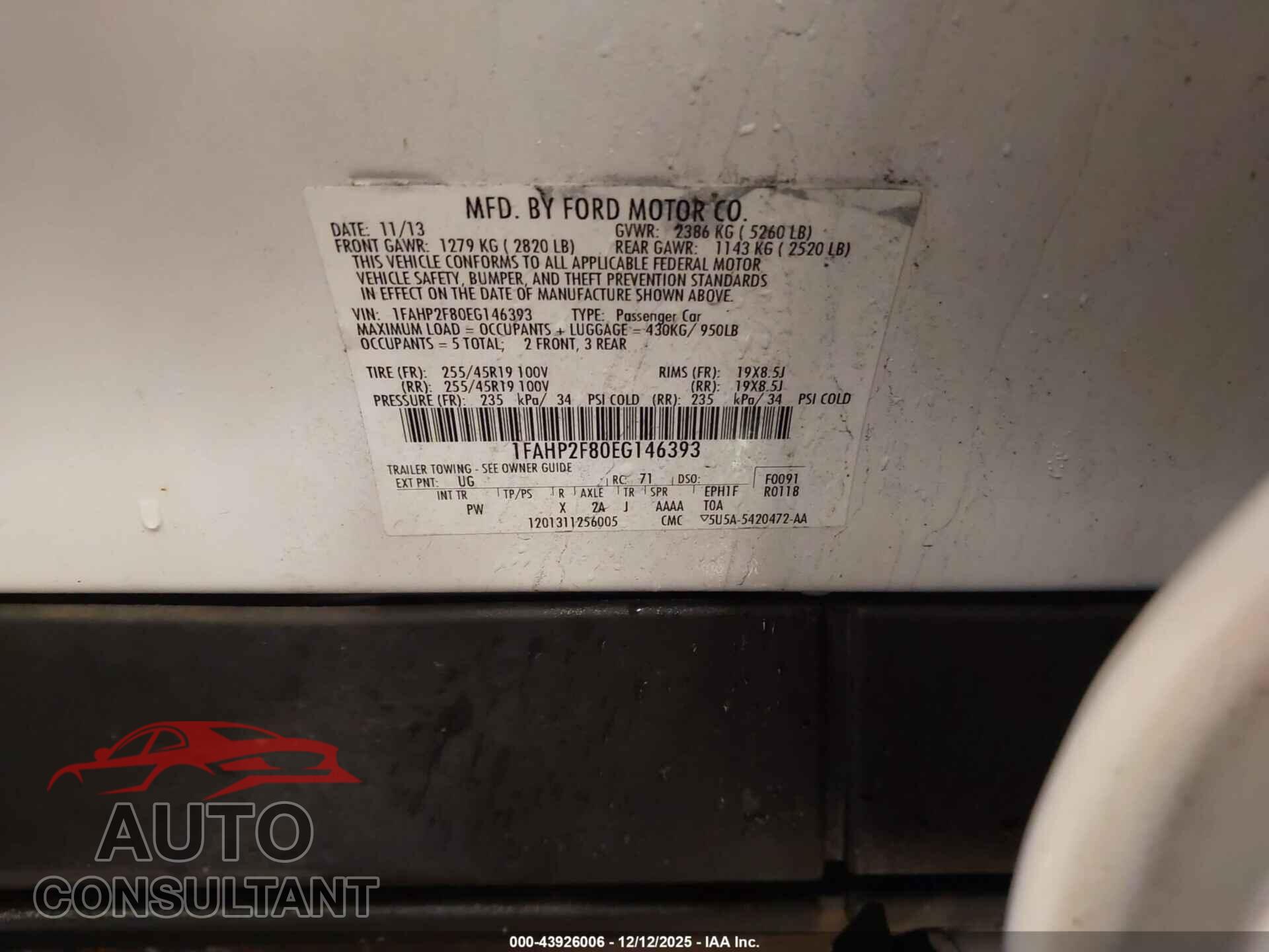 FORD TAURUS 2014 - 1FAHP2F80EG146393