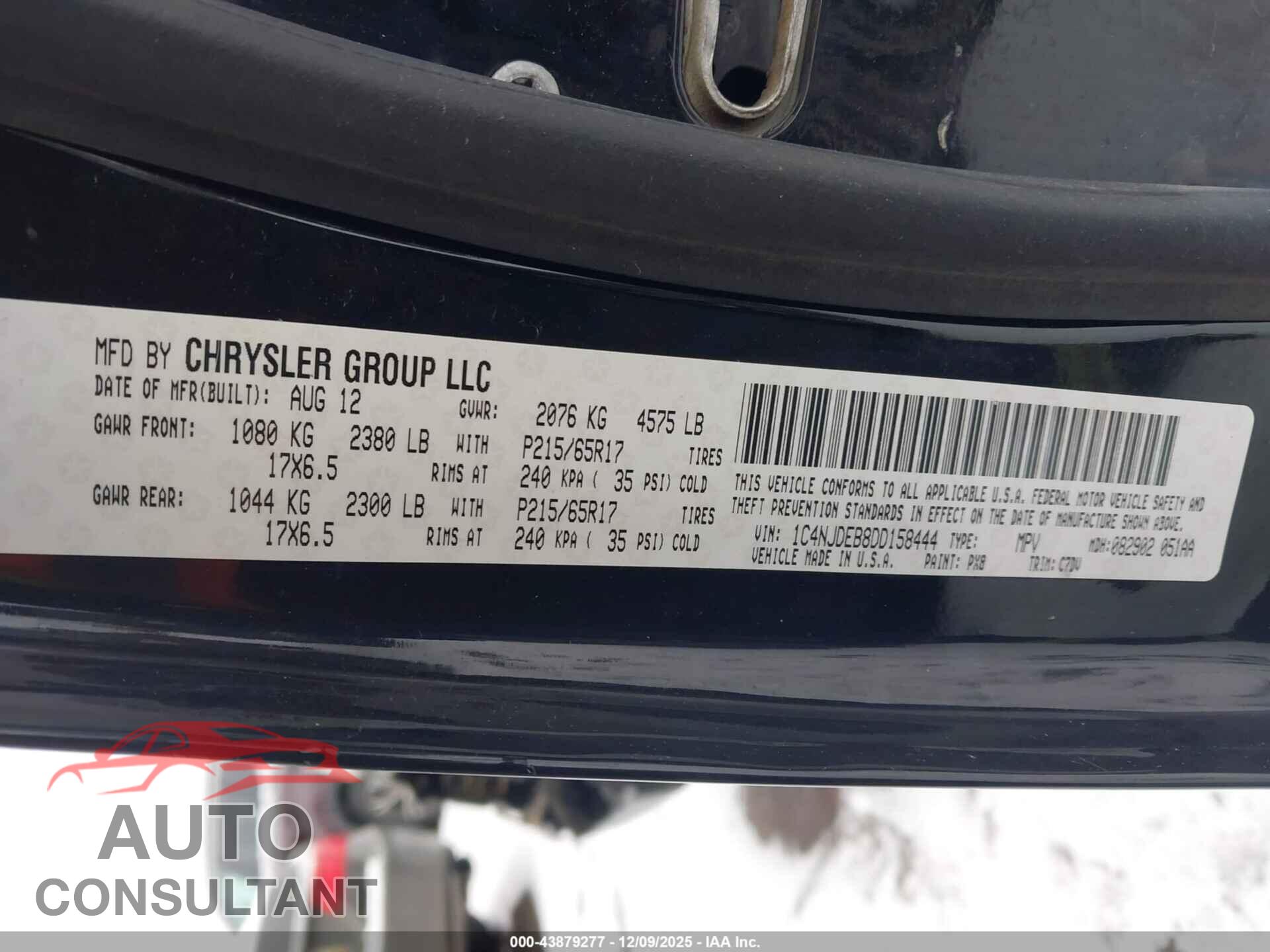 JEEP COMPASS 2013 - 1C4NJDEB8DD158444