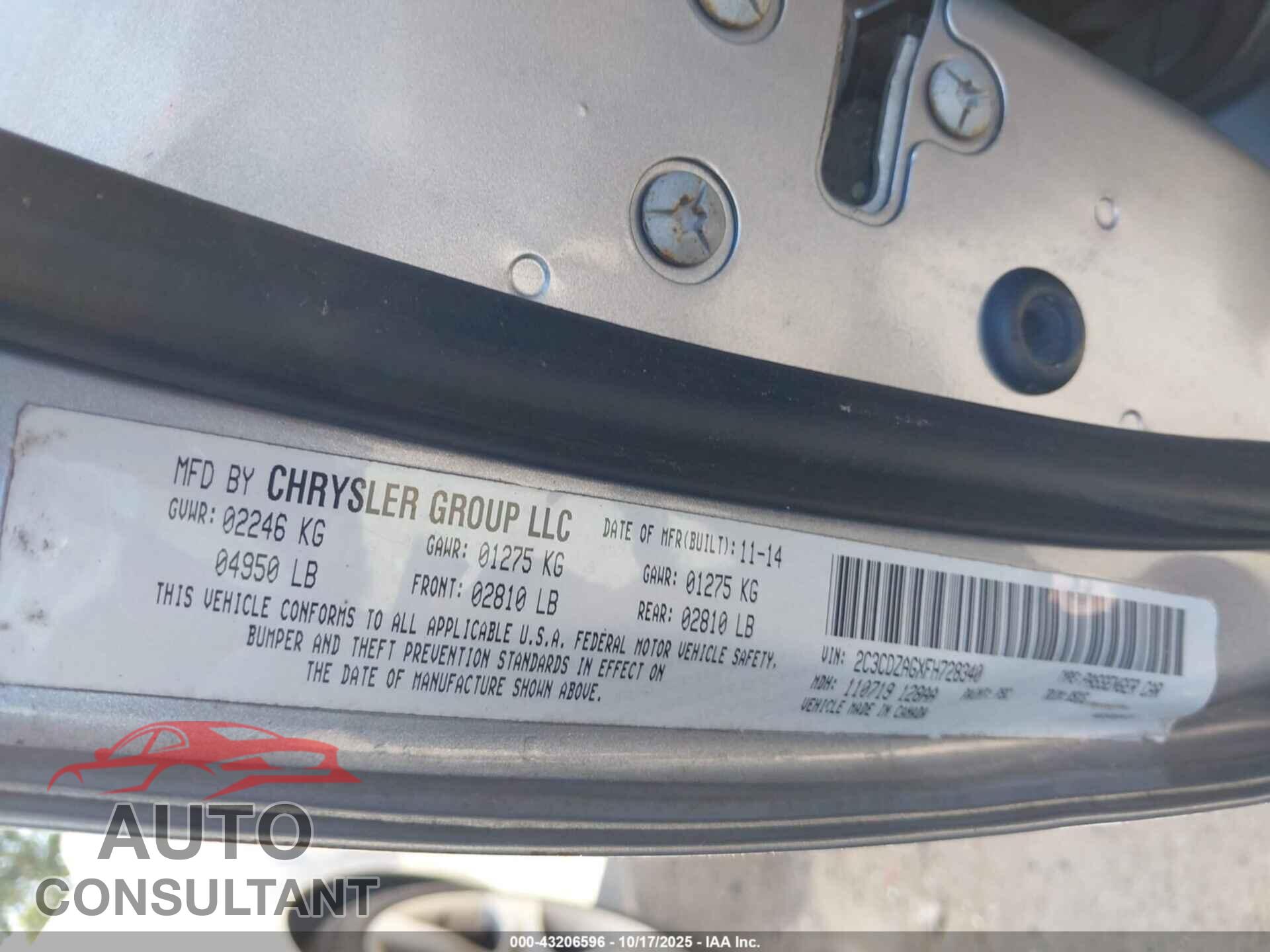 DODGE CHALLENGER 2015 - 2C3CDZAGXFH728340