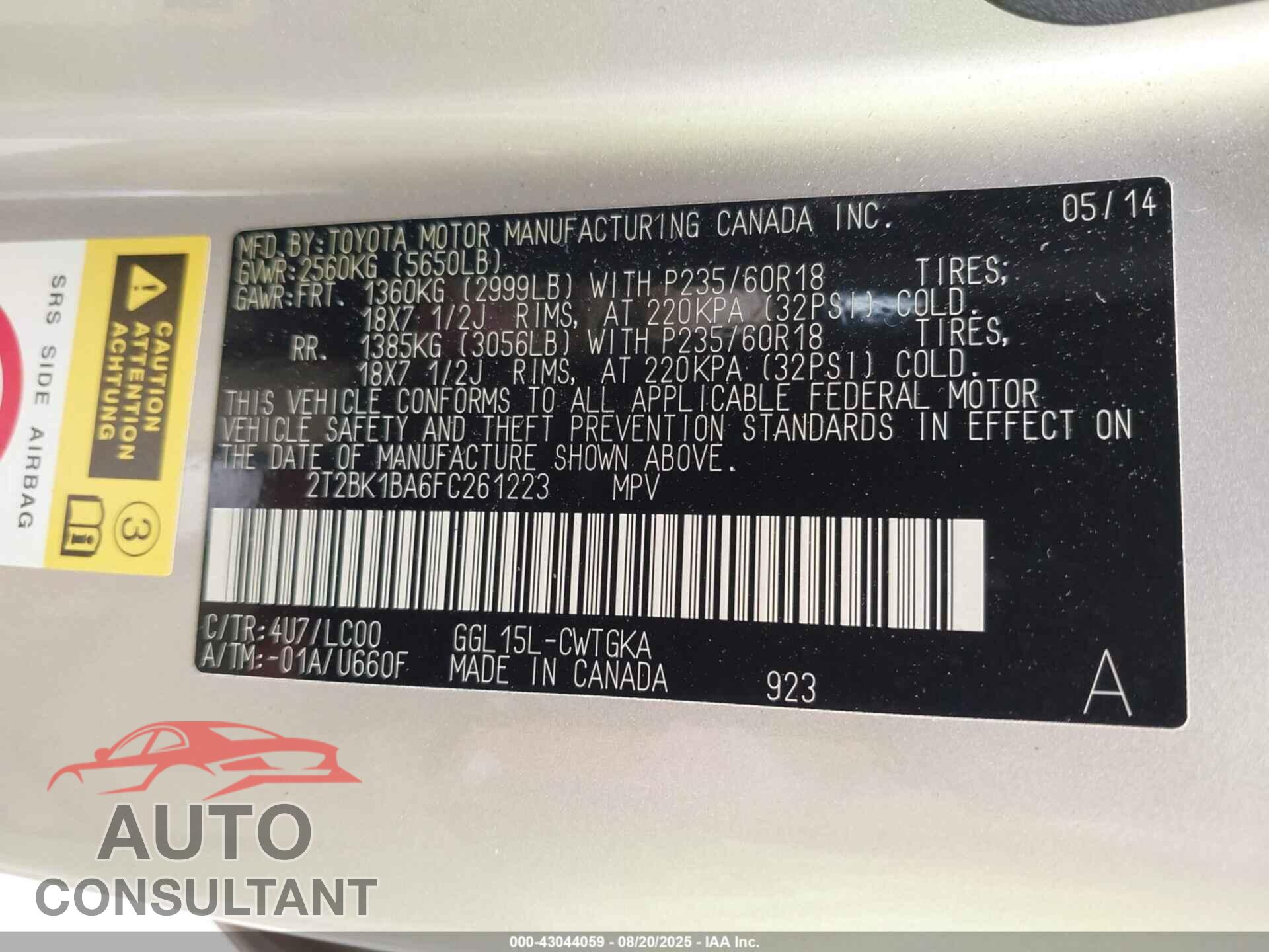 LEXUS RX 350 2015 - 2T2BK1BA6FC261223