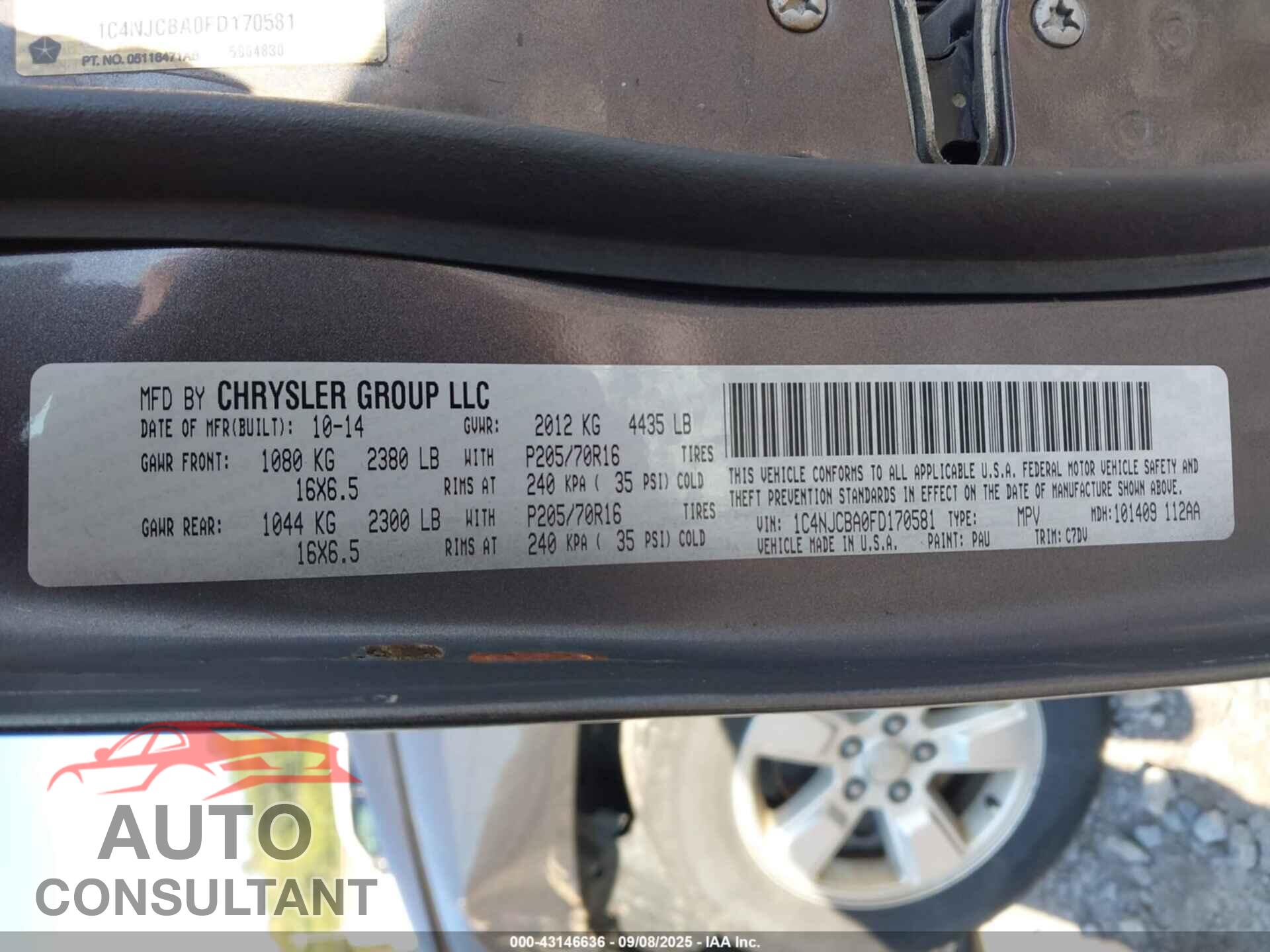 JEEP COMPASS 2015 - 1C4NJCBA0FD170581