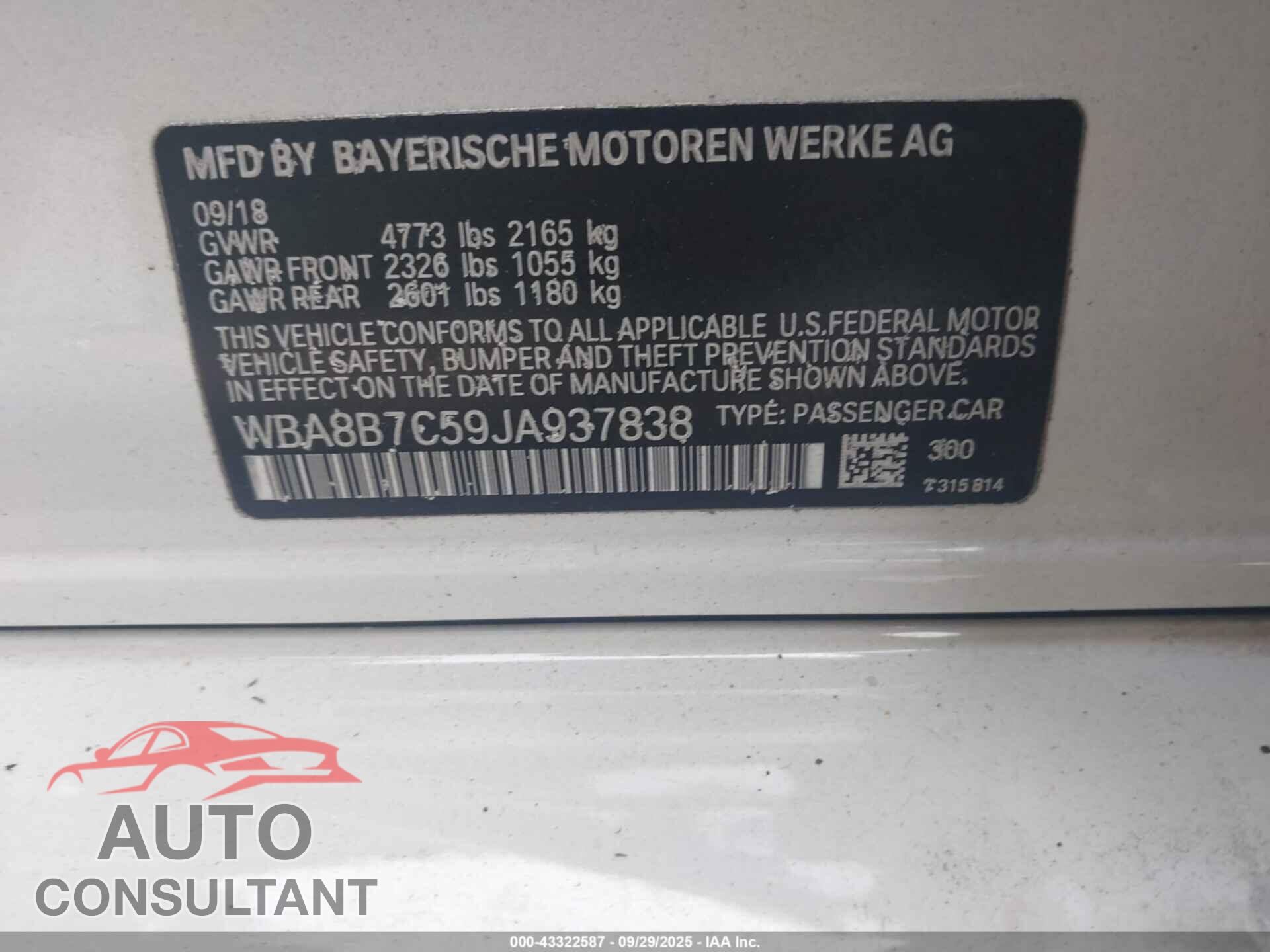 BMW 340I 2018 - WBA8B7C59JA937838