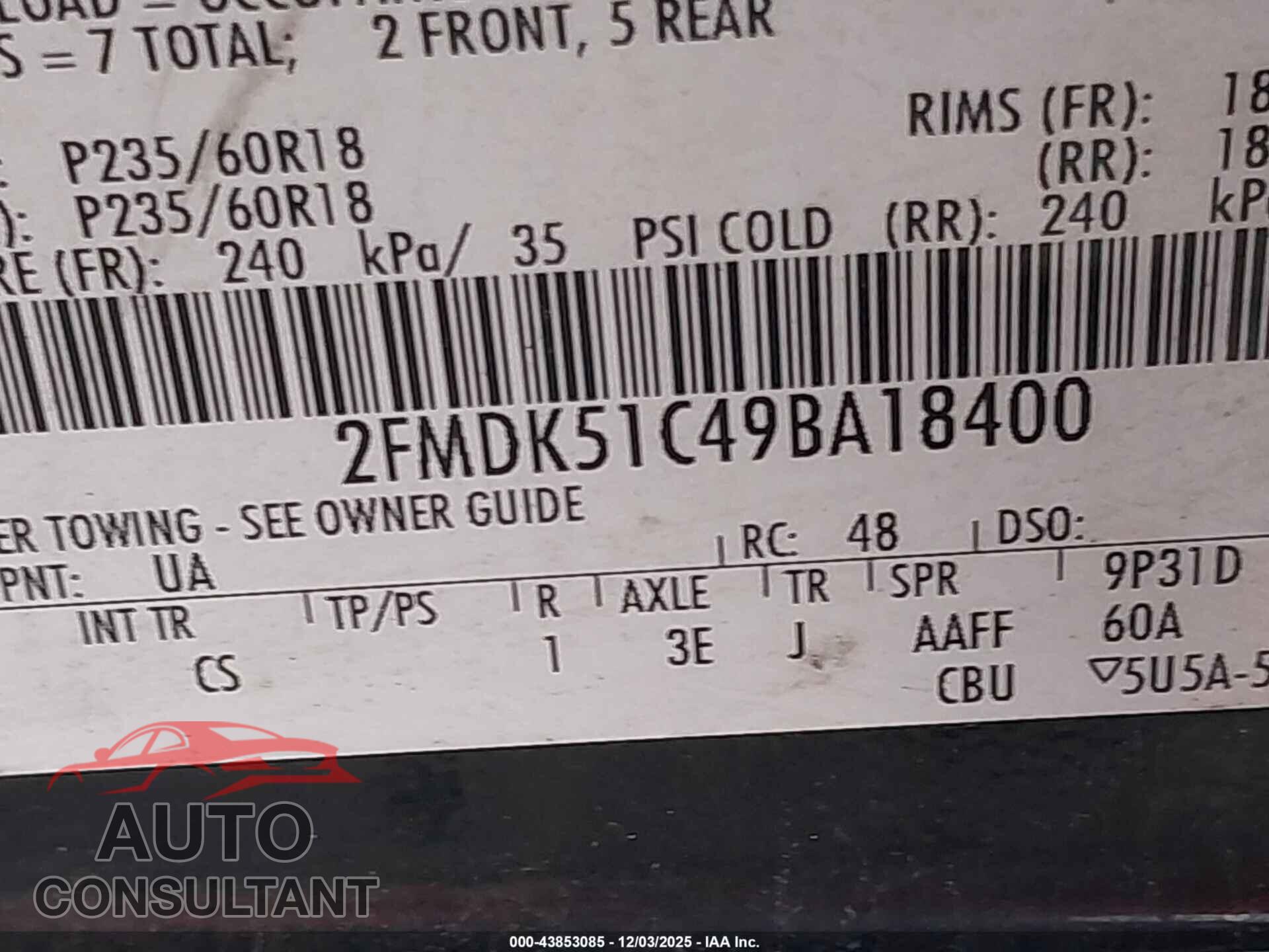 FORD FLEX 2009 - 2FMDK51C49BA18400