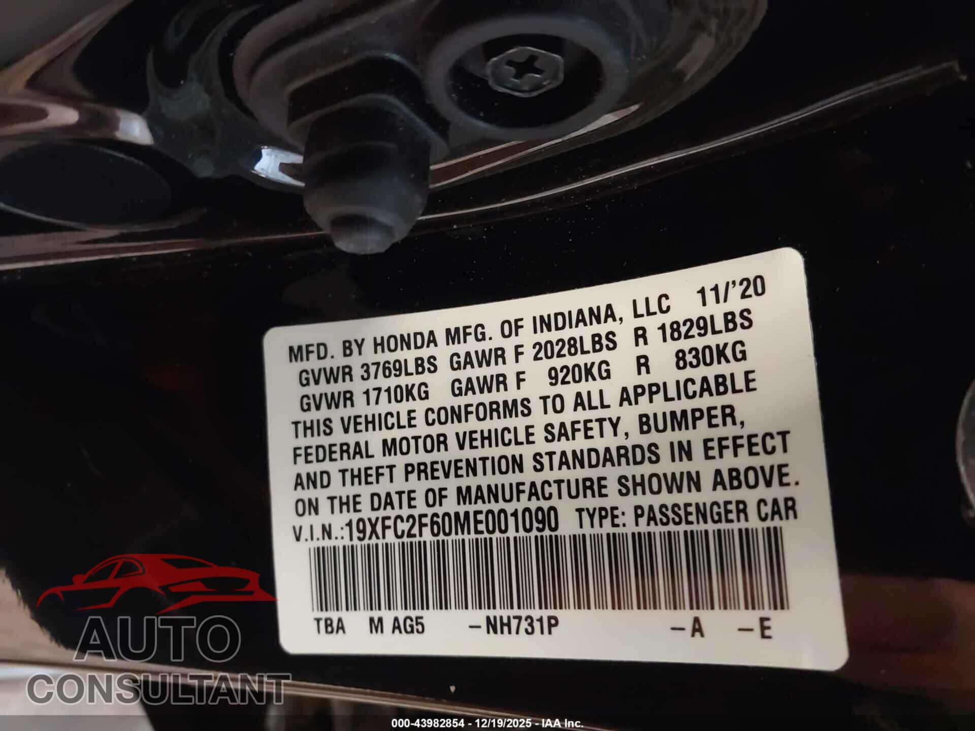 HONDA CIVIC 2021 - 19XFC2F60ME001090