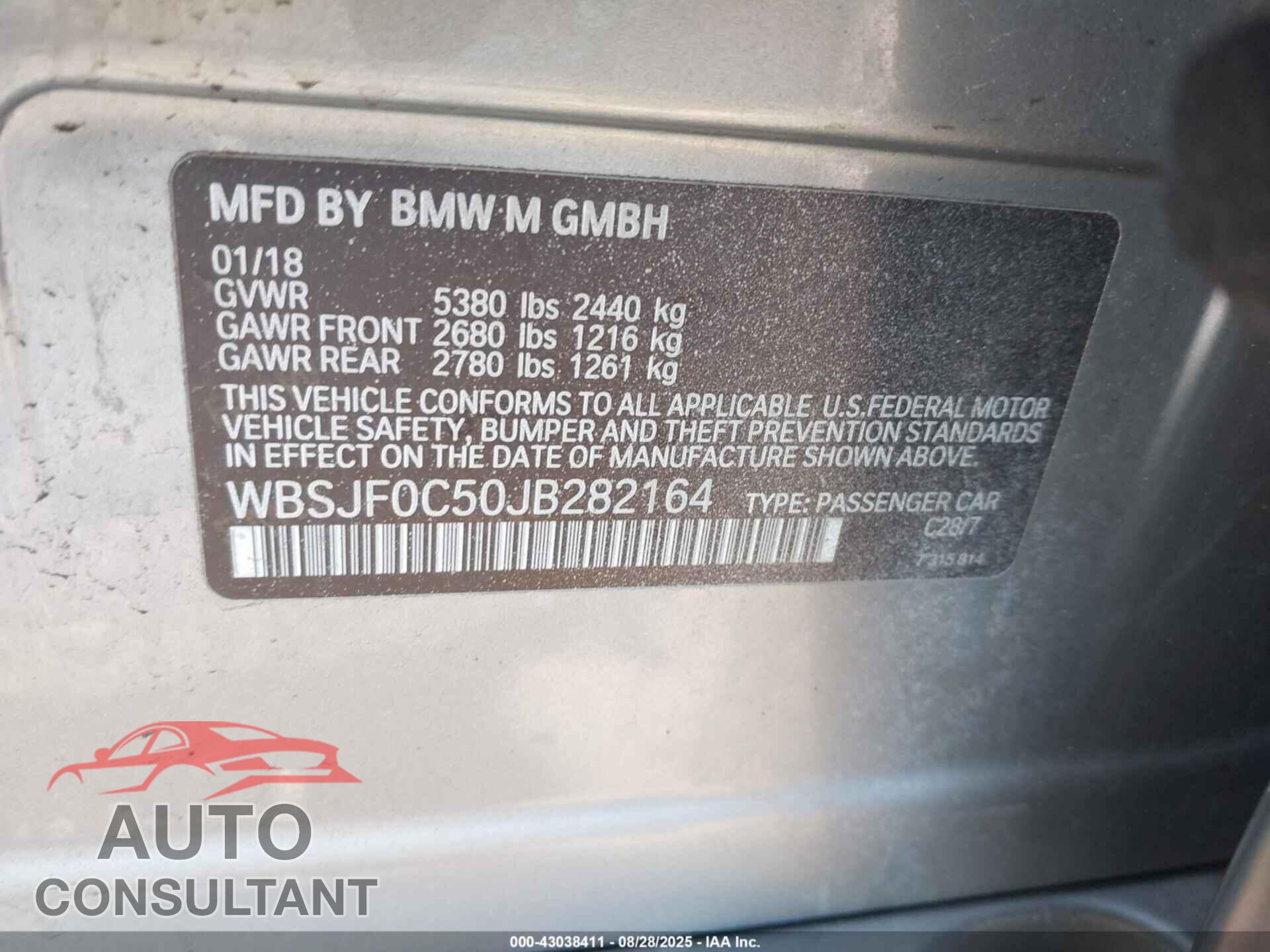 BMW M5 2018 - WBSJF0C50JB282164