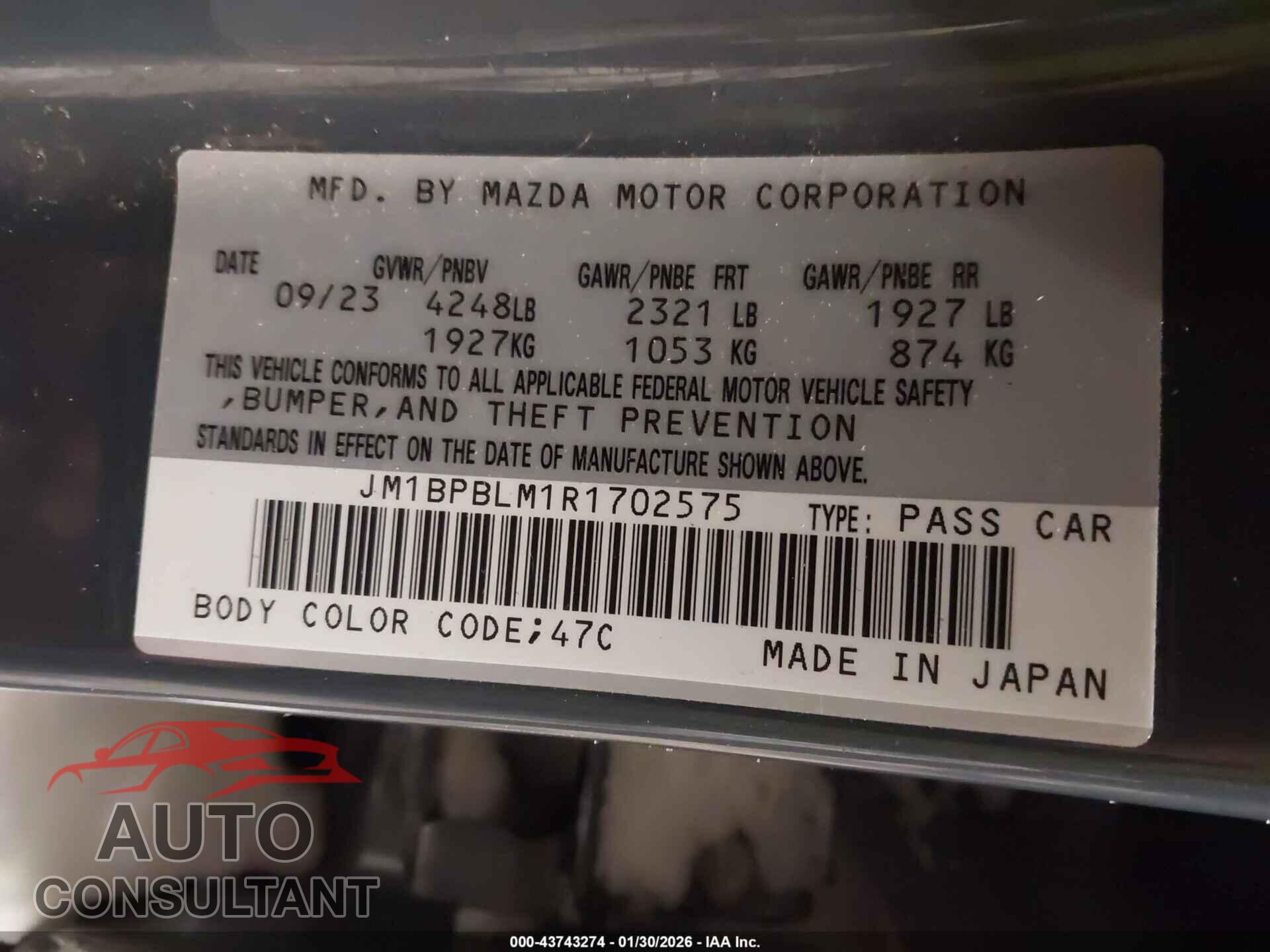 MAZDA MAZDA3 2024 - JM1BPBLM1R1702575