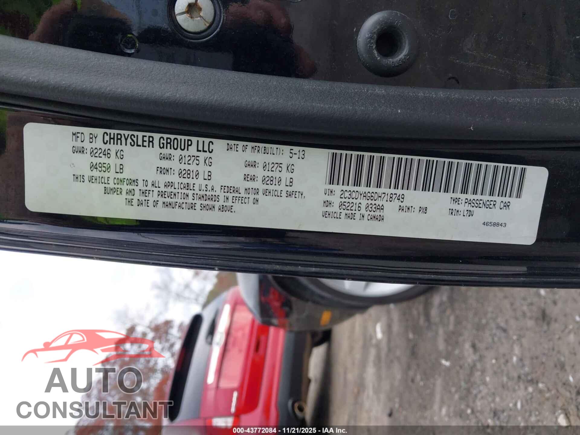 DODGE CHALLENGER 2013 - 2C3CDYAG6DH718749