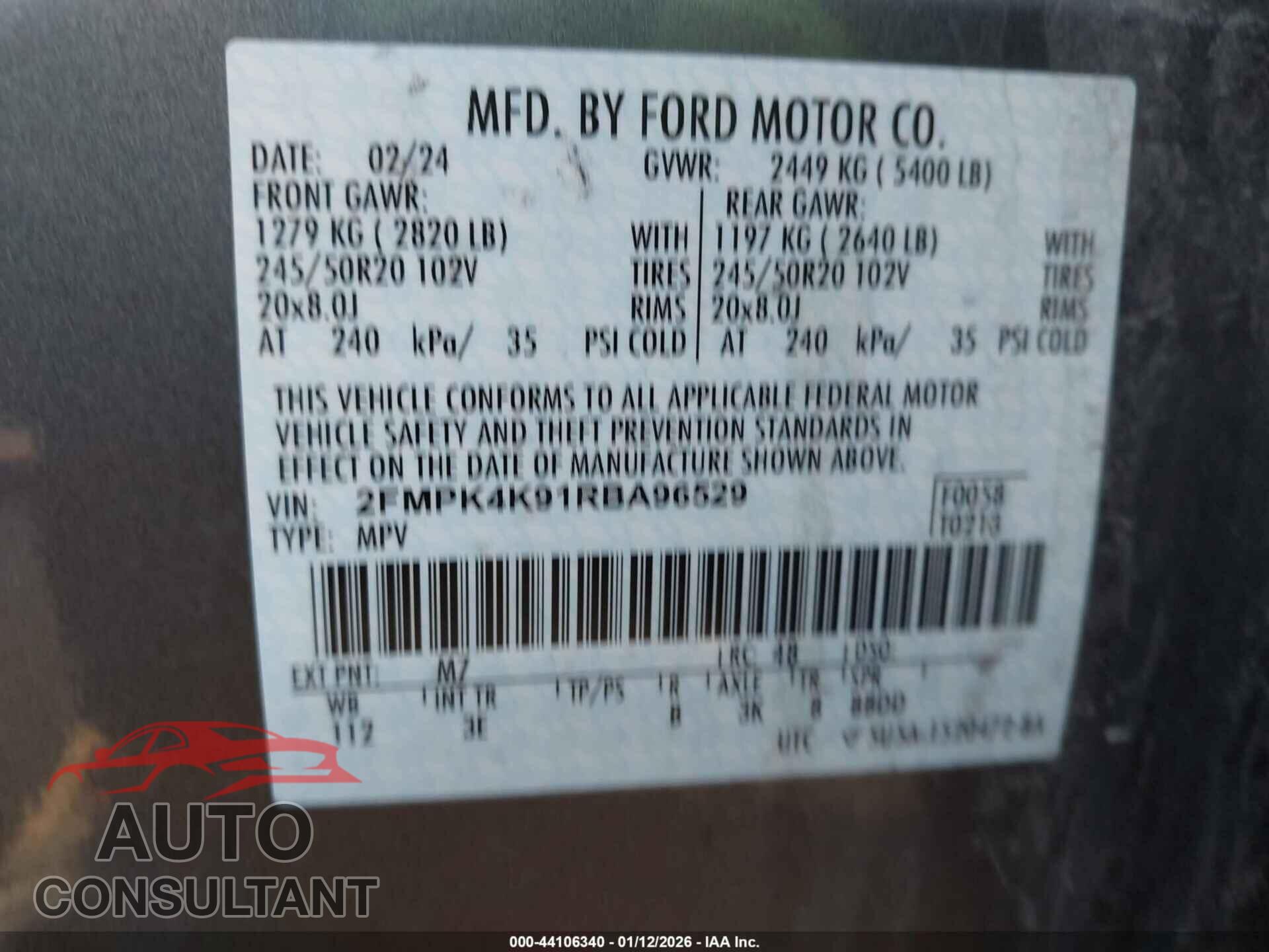 FORD EDGE 2024 - 2FMPK4K91RBA96529