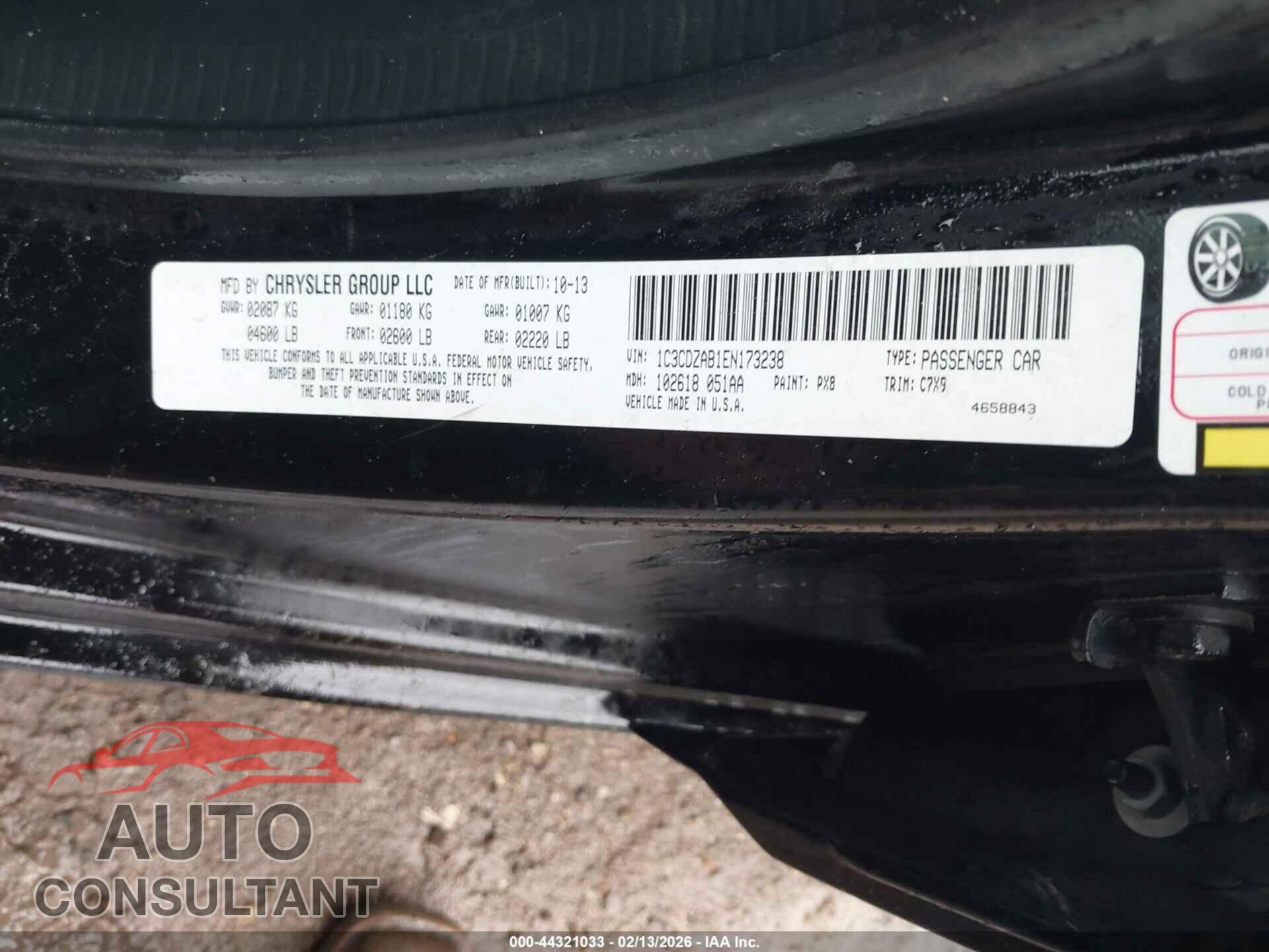 DODGE AVENGER 2014 - 1C3CDZAB1EN173238