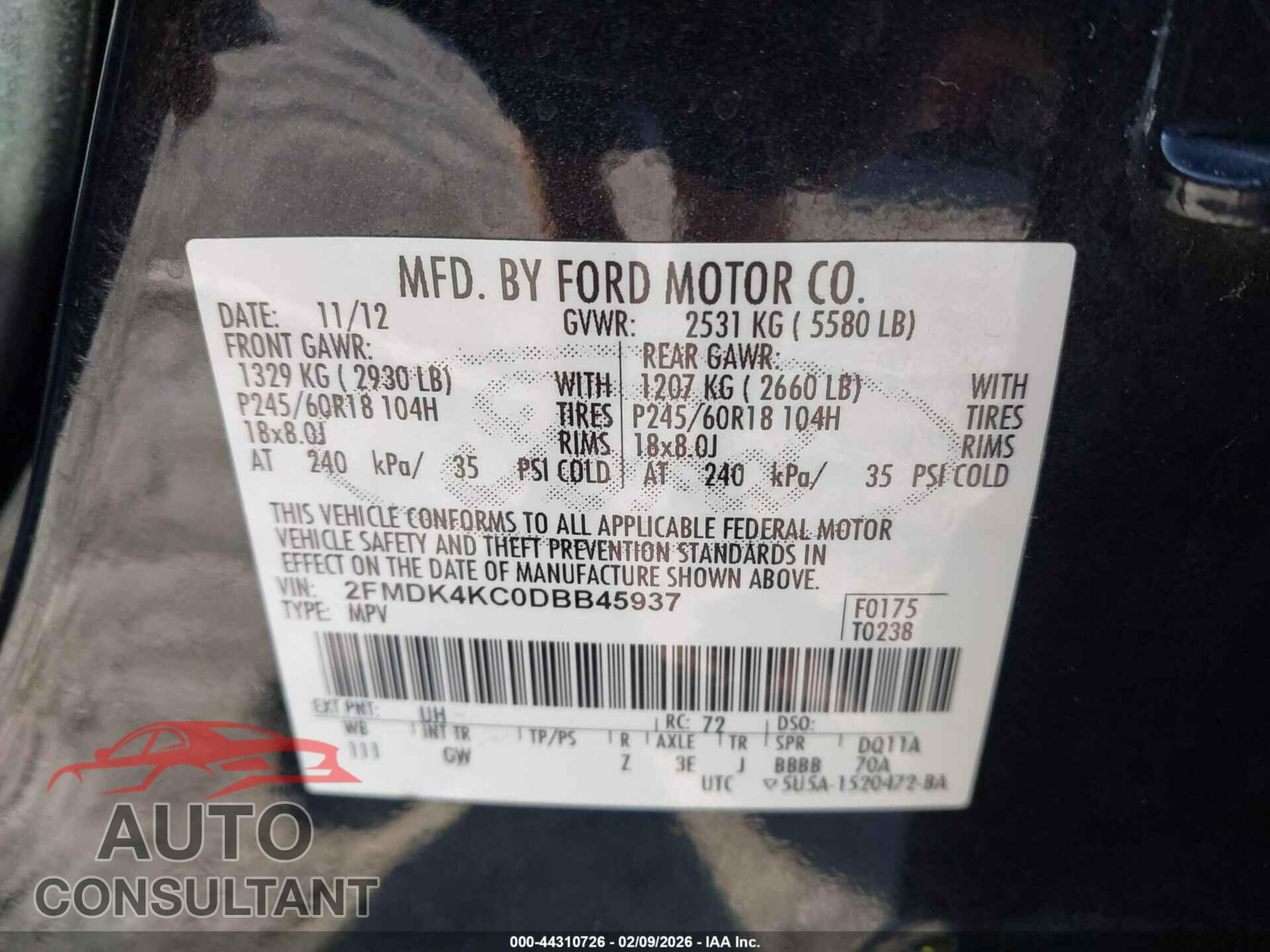 FORD EDGE 2013 - 2FMDK4KC0DBB45937