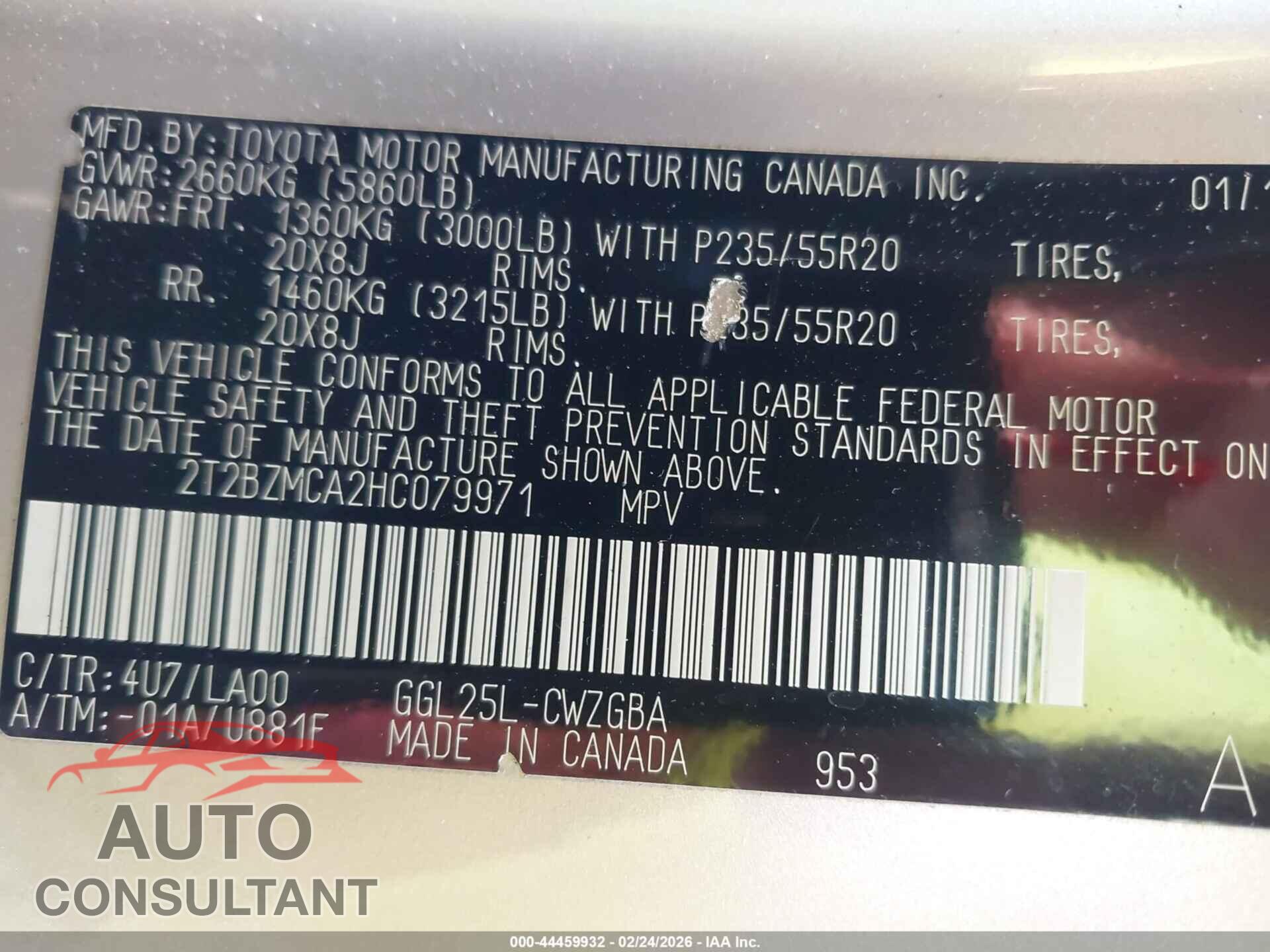 LEXUS RX 350 2017 - 2T2BZMCA2HC079971