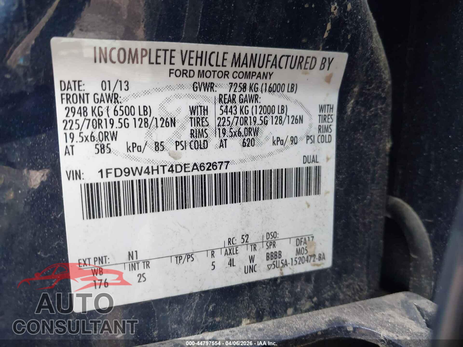 FORD F-450 CHASSIS 2013 - 1FD9W4HT4DEA62677