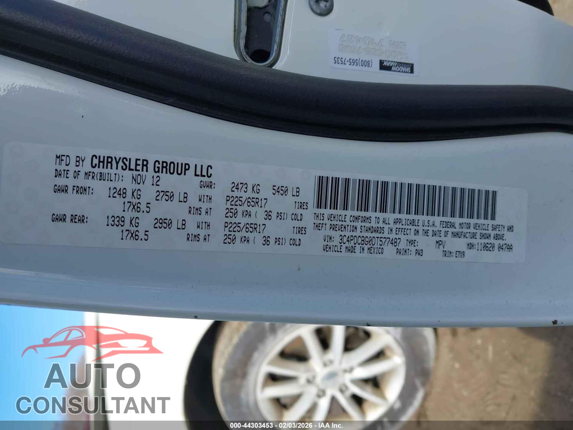 DODGE JOURNEY 2013 - 3C4PDCBG0DT577487