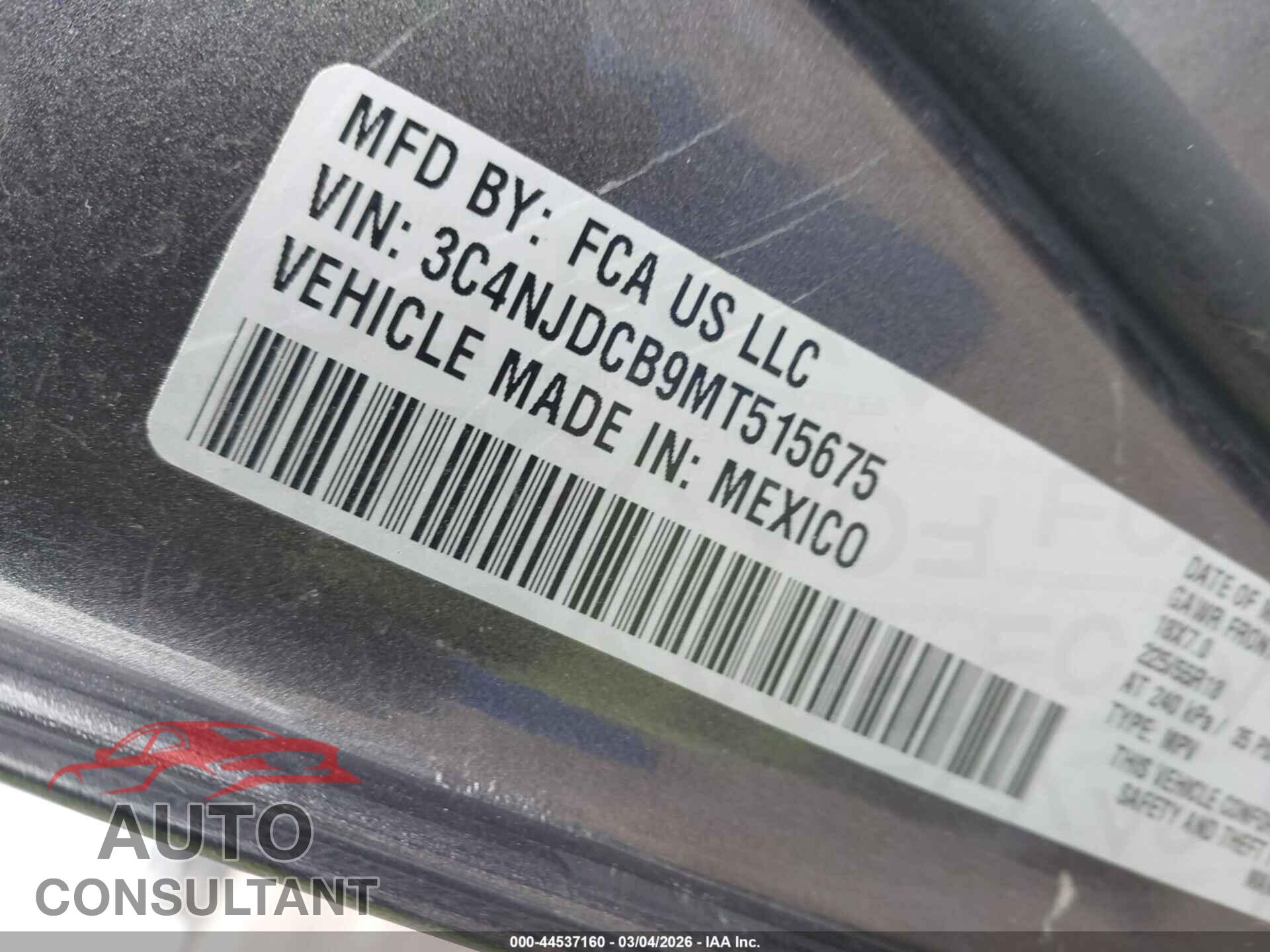 JEEP COMPASS 2021 - 3C4NJDCB9MT515675