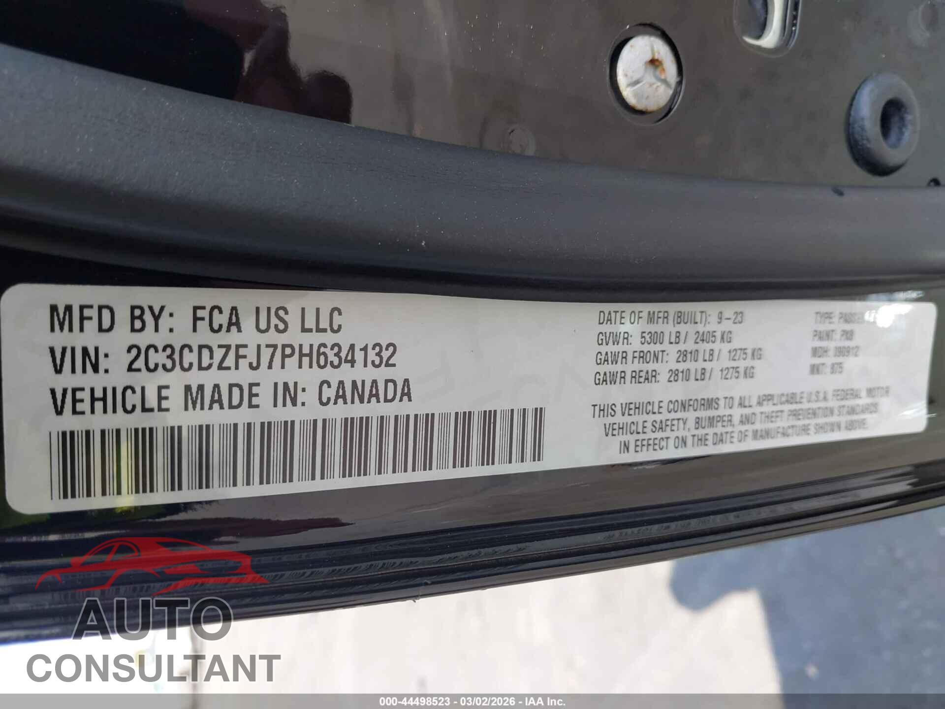 DODGE CHALLENGER 2023 - 2C3CDZFJ7PH634132