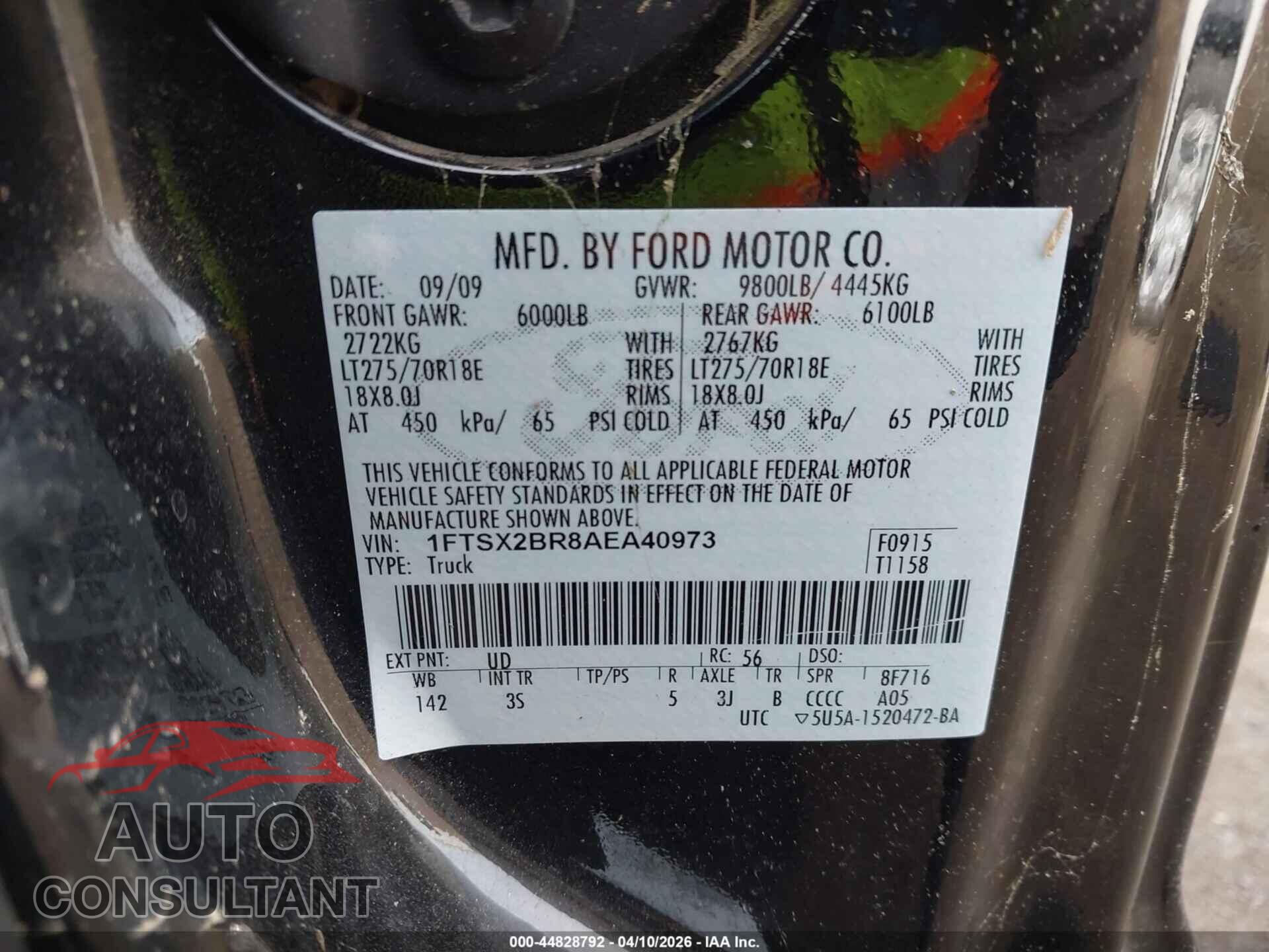 FORD F-250 2010 - 1FTSX2BR8AEA40973