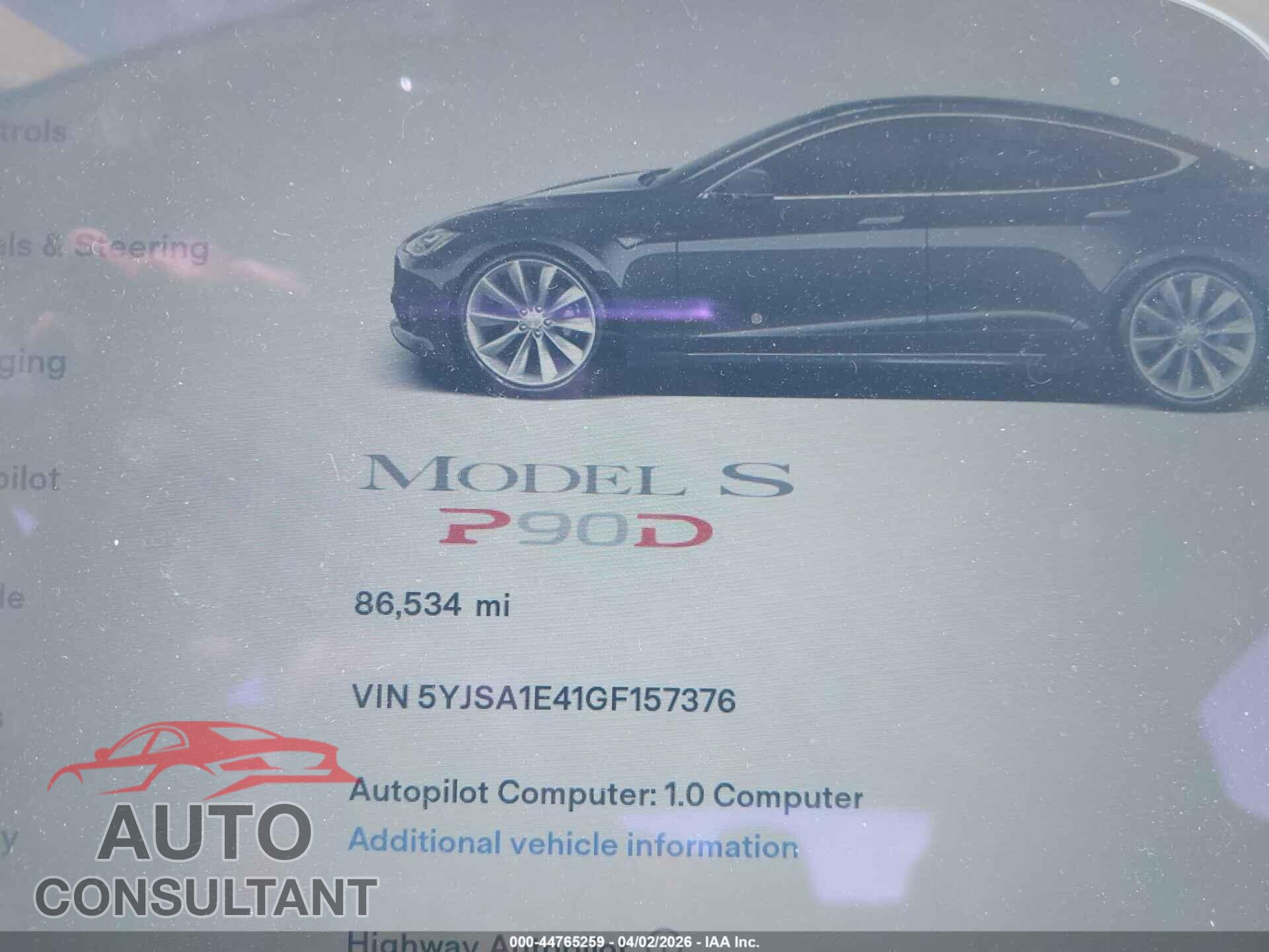 TESLA MODEL S 2016 - 5YJSA1E41GF157376