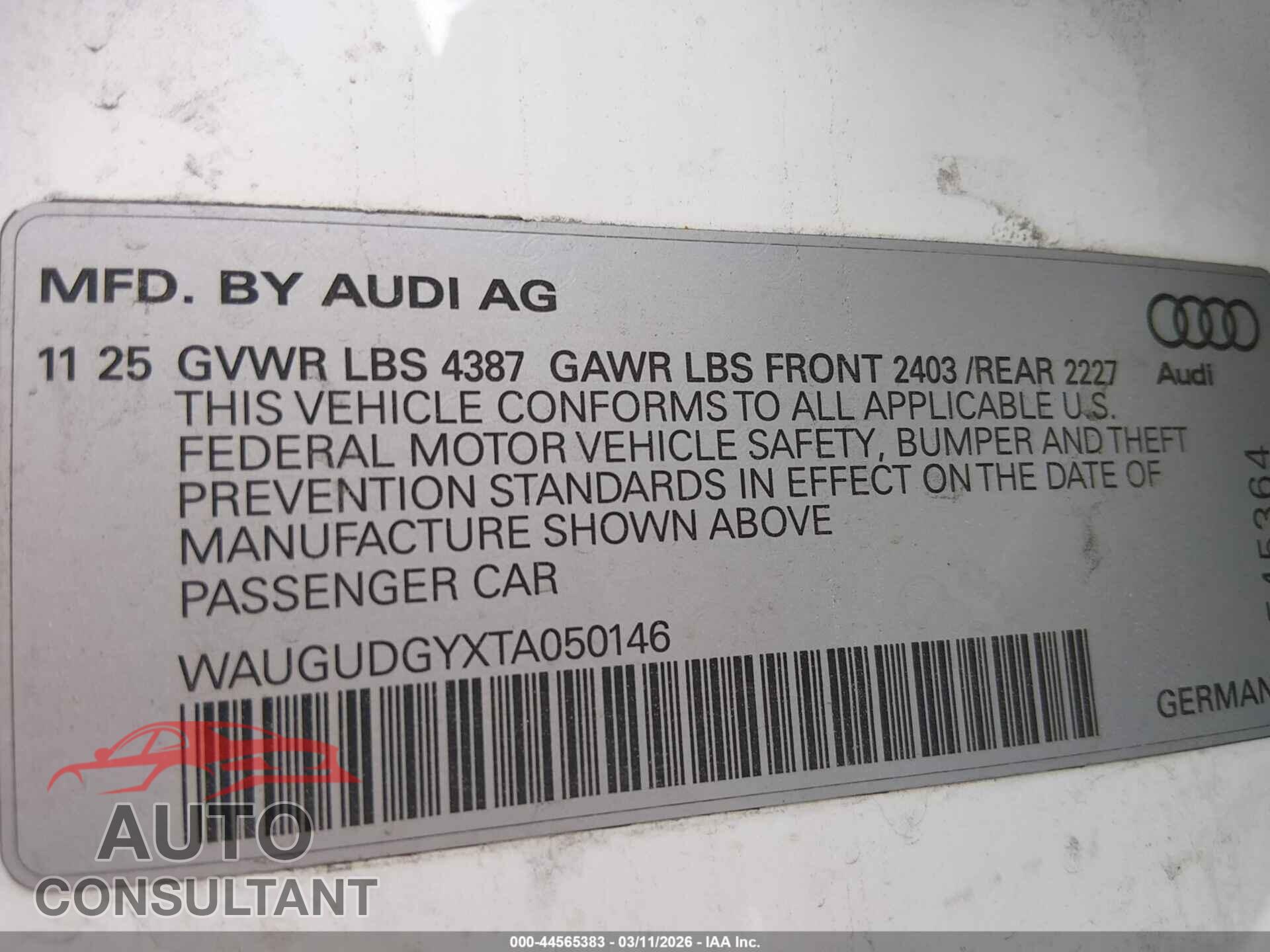 AUDI A3 2026 - WAUGUDGYXTA050146