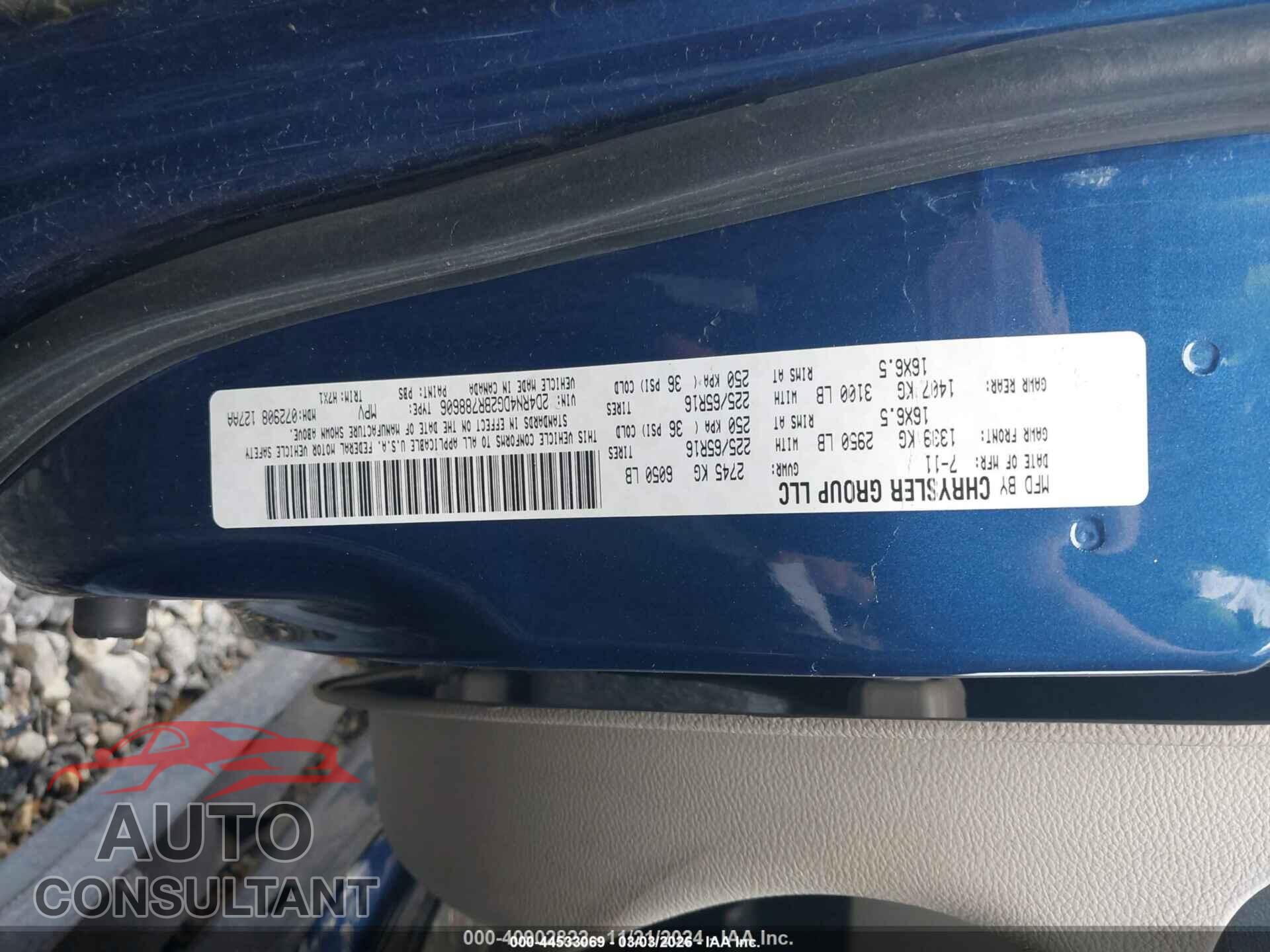 DODGE GRAND CARAVAN 2011 - 2D4RN4DG2BR788606