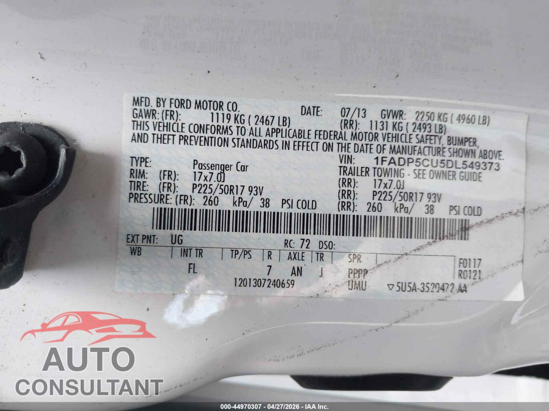 FORD C-MAX ENERGI 2013 - 1FADP5CU5DL549373