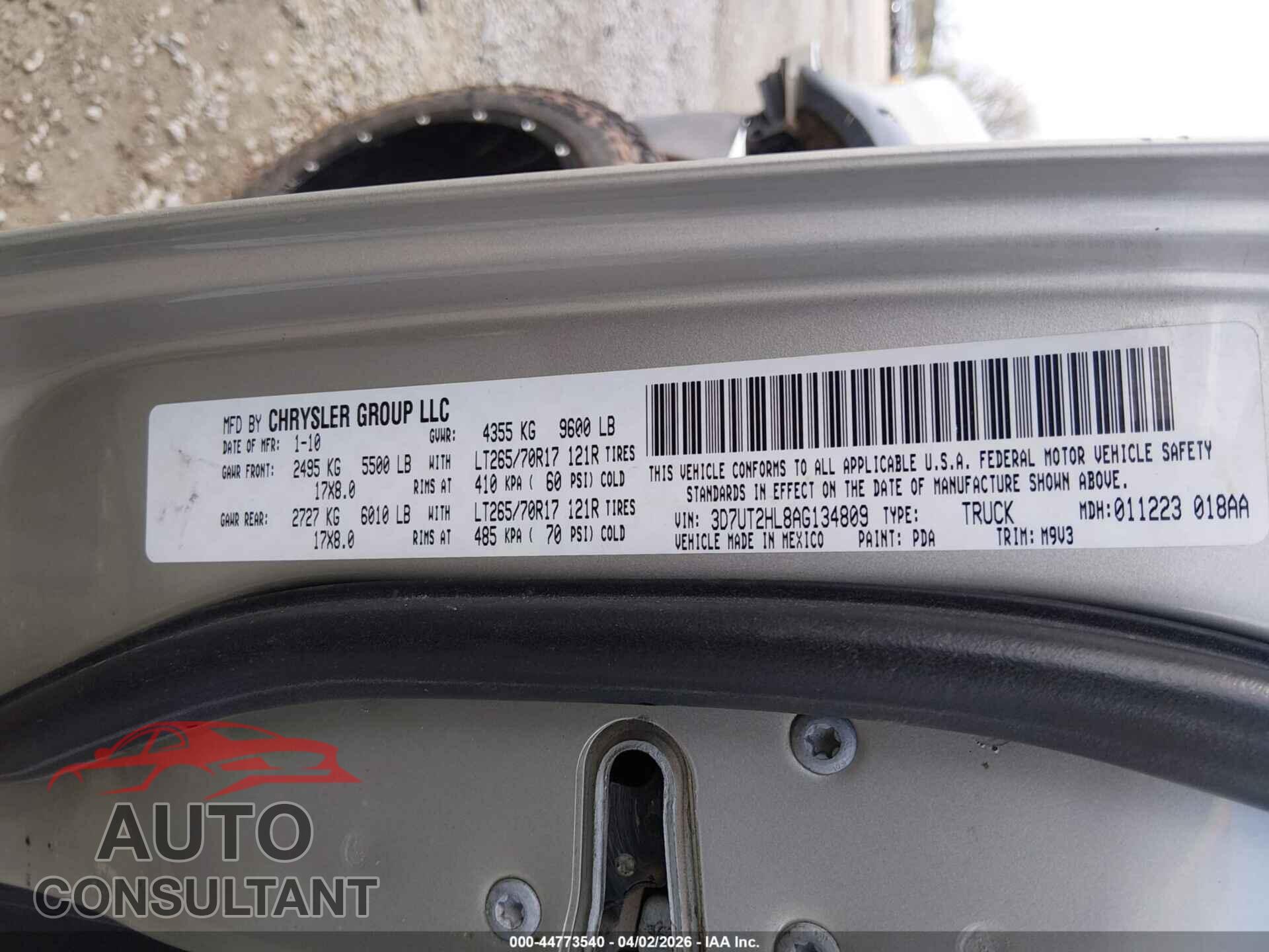 DODGE RAM 2500 2010 - 3D7UT2HL8AG134809