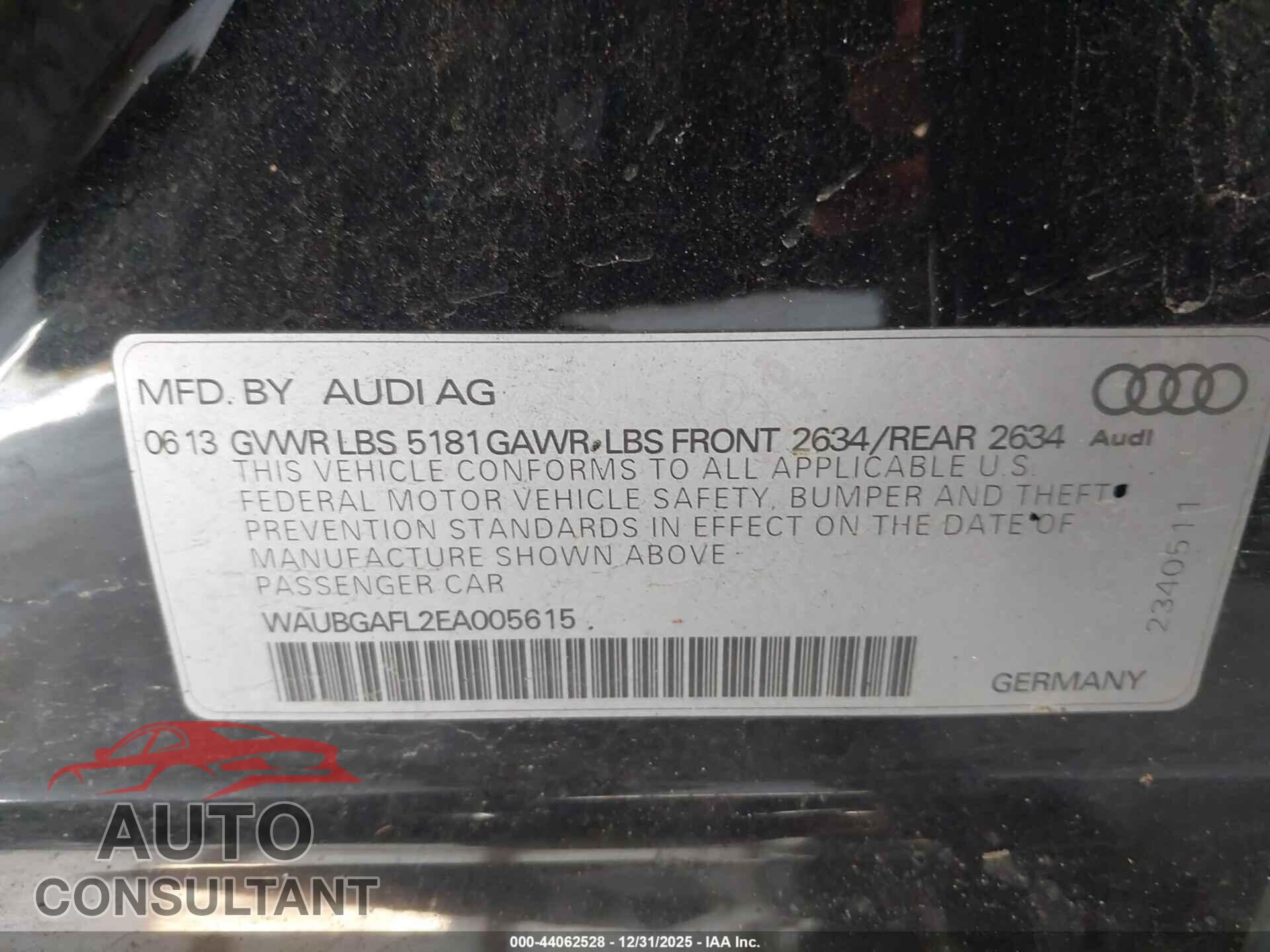 AUDI S4 2014 - WAUBGAFL2EA005615