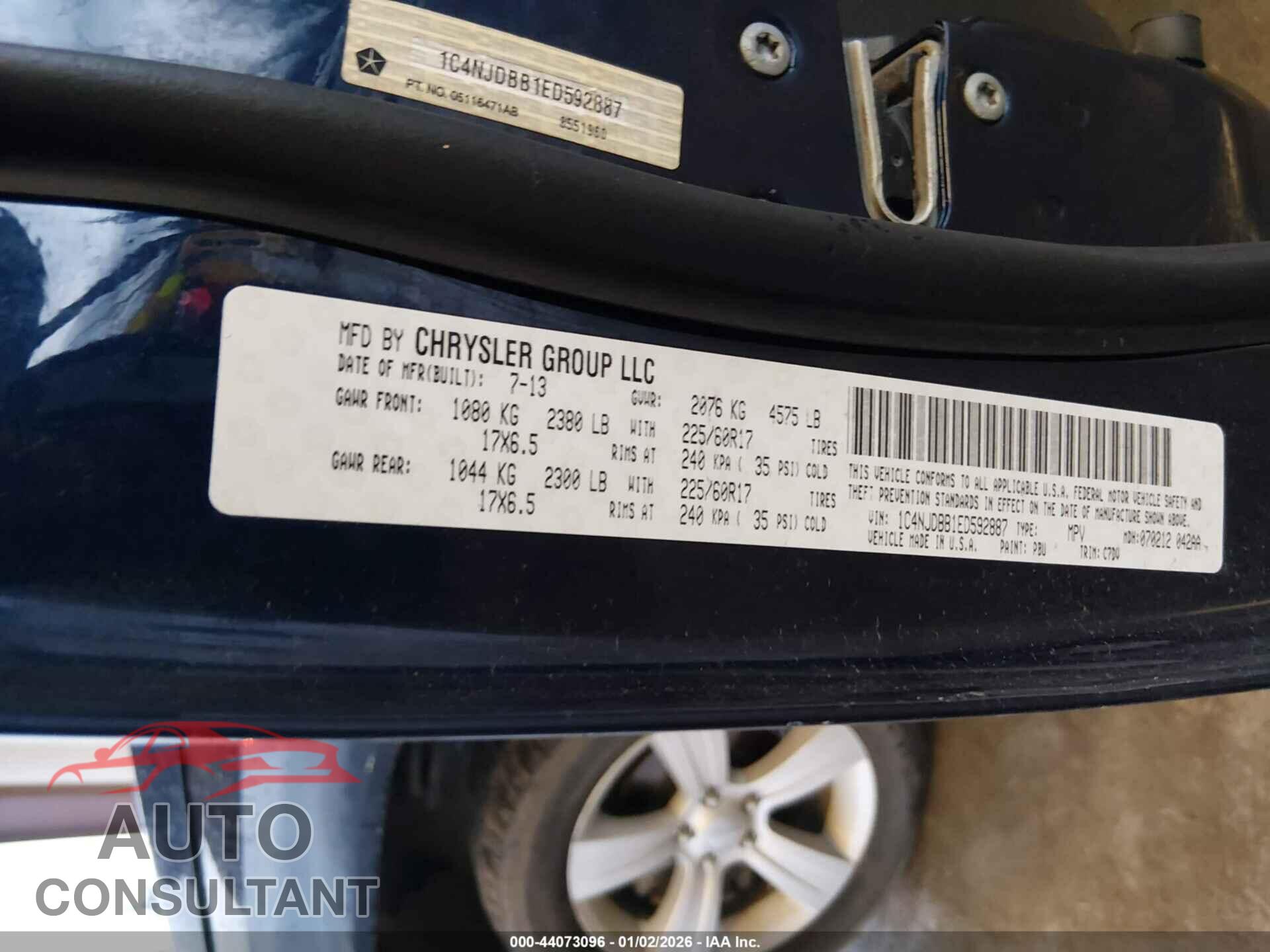 JEEP COMPASS 2014 - 1C4NJDBB1ED592887