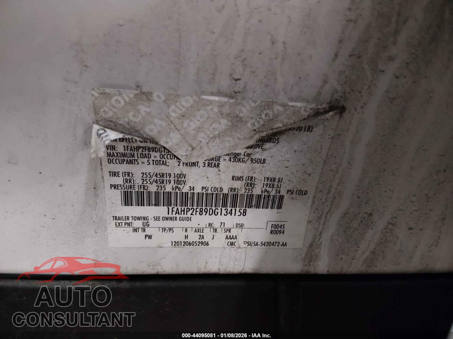 FORD TAURUS 2013 - 1FAHP2F89DG134158
