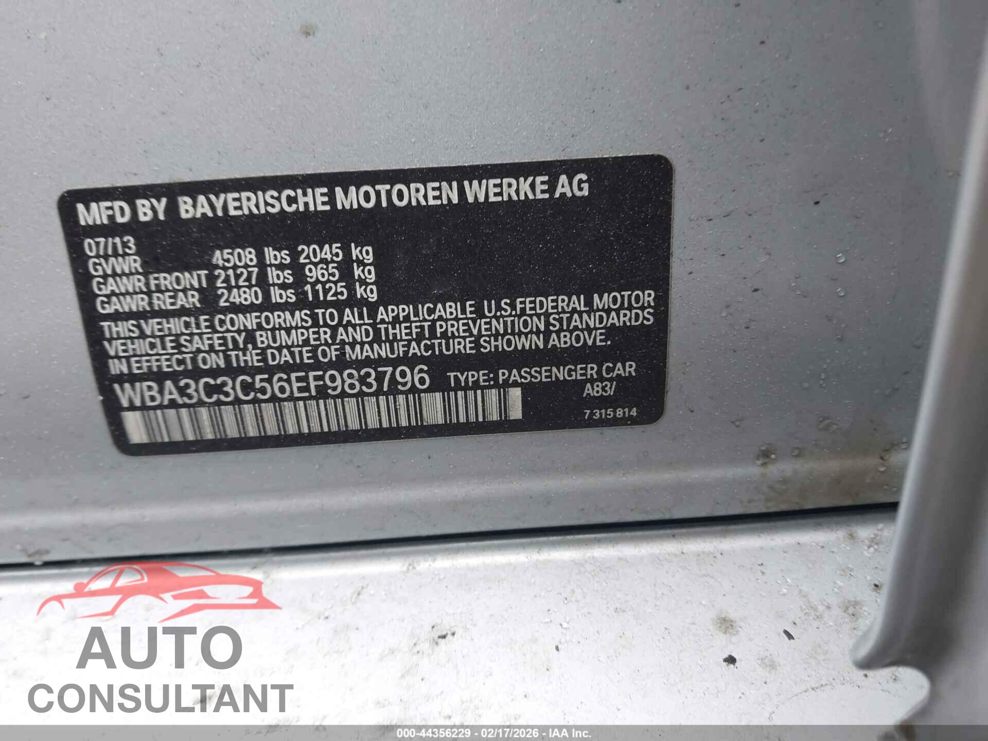 BMW 320I 2014 - WBA3C3C56EF983796