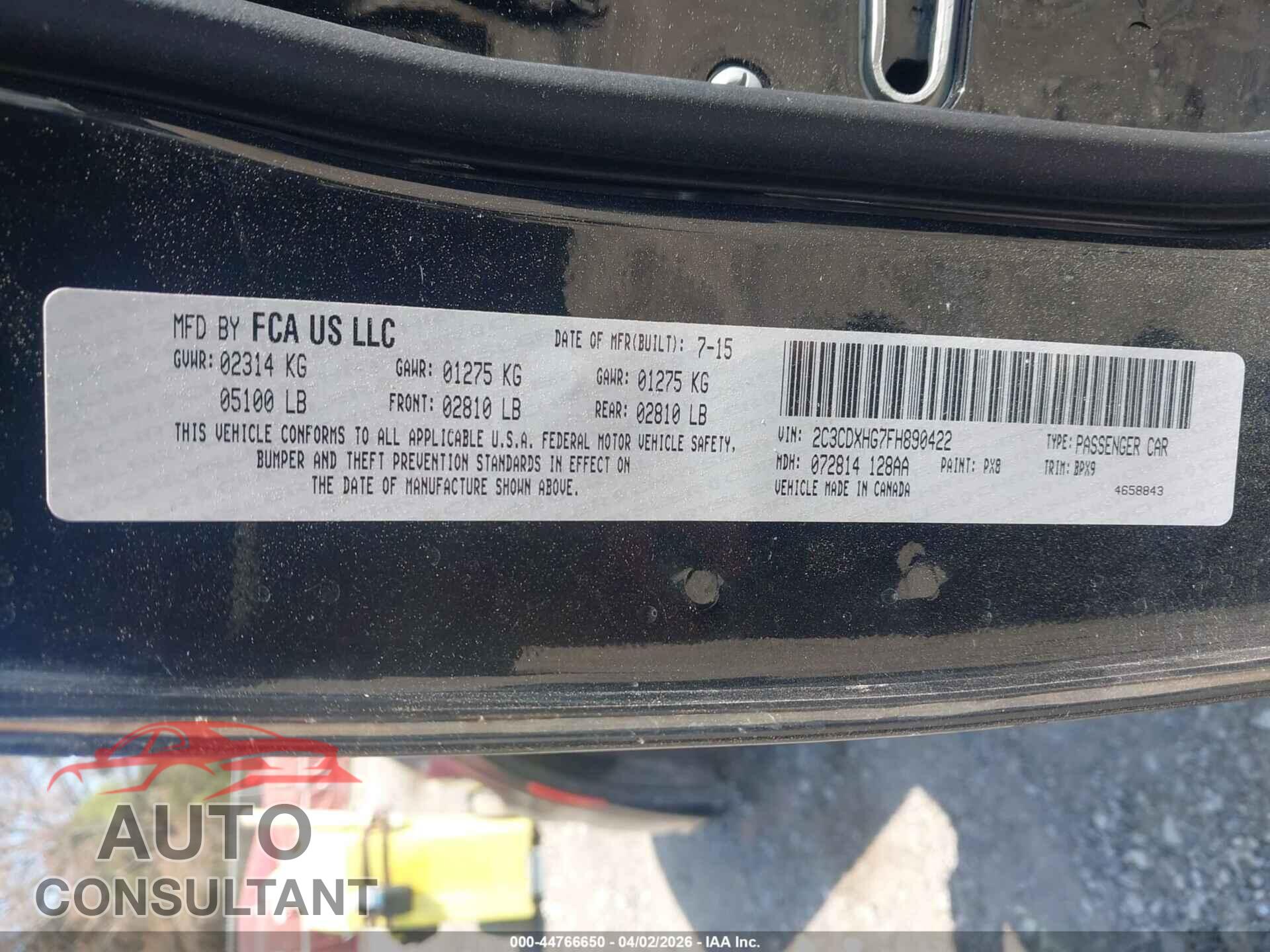 DODGE CHARGER 2015 - 2C3CDXHG7FH890422