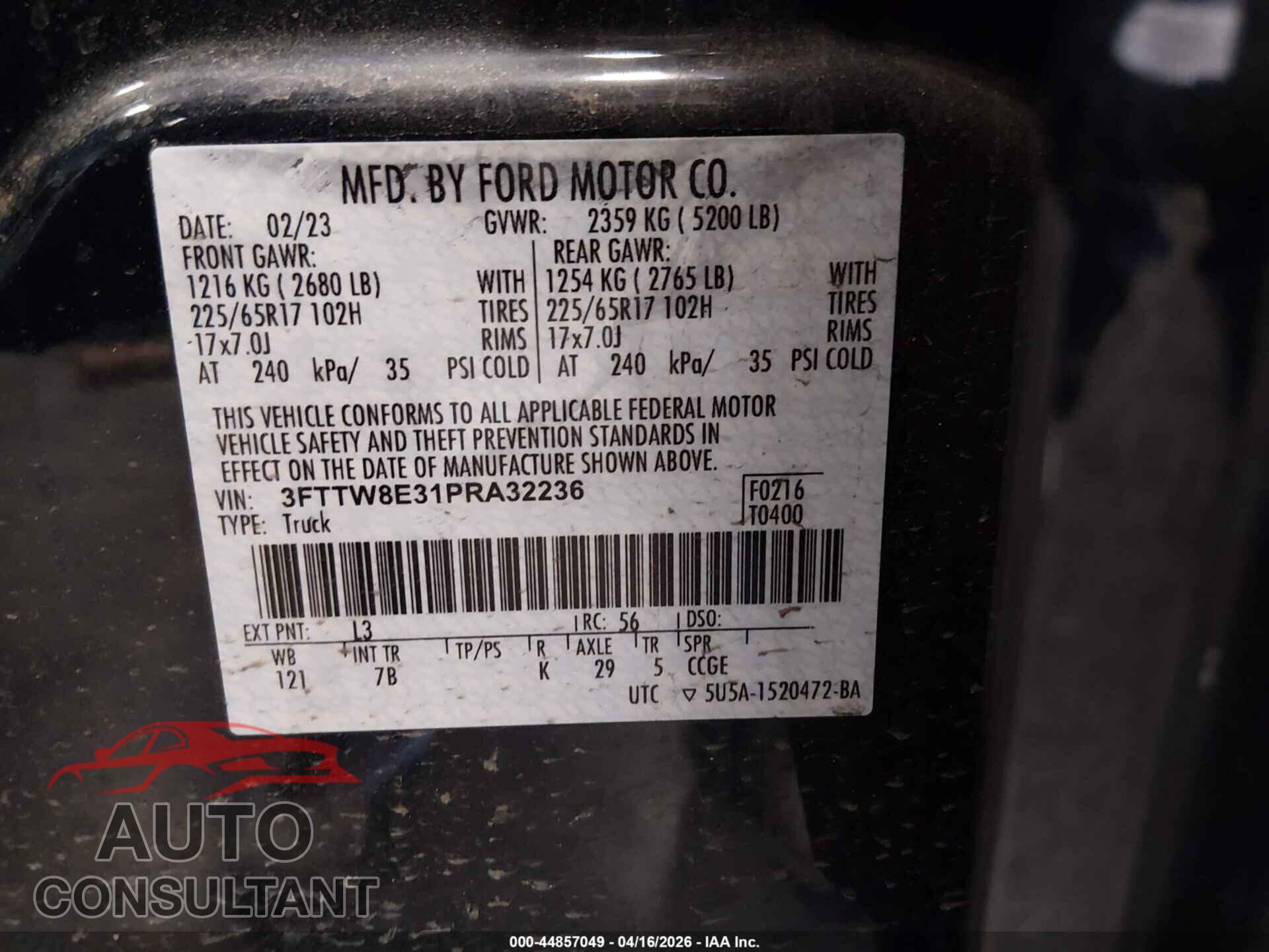 FORD MAVERICK 2023 - 3FTTW8E31PRA32236