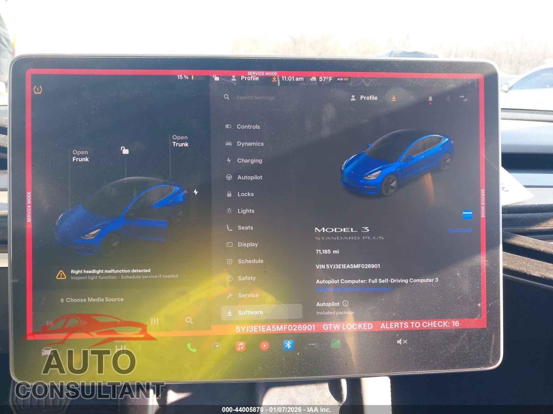 TESLA MODEL 3 2021 - 5YJ3E1EA5MF026901