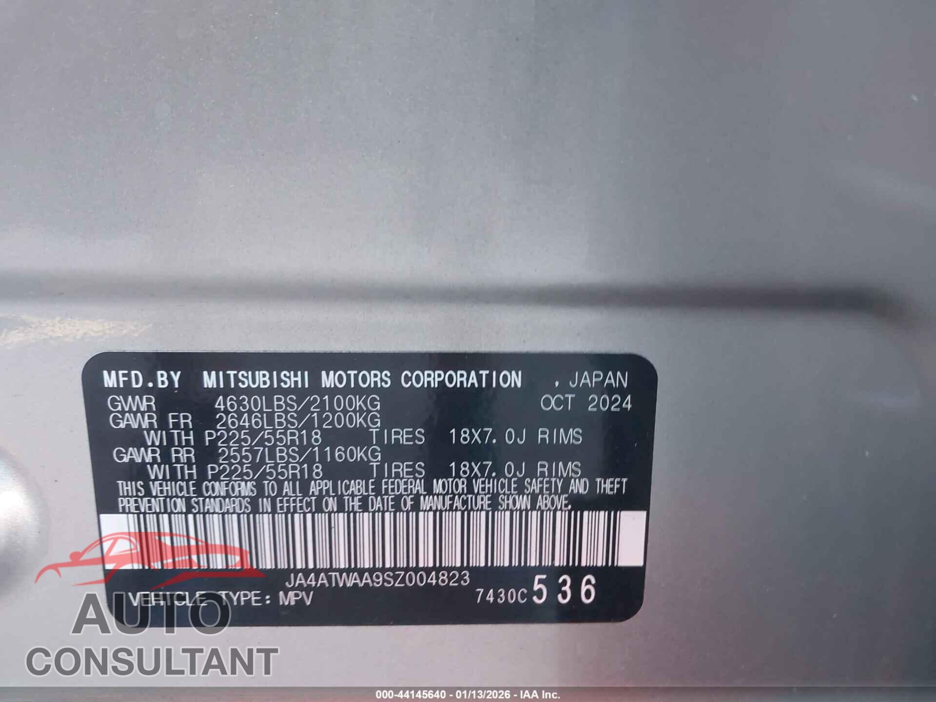 MITSUBISHI ECLIPSE CROSS 2025 - JA4ATWAA9SZ004823