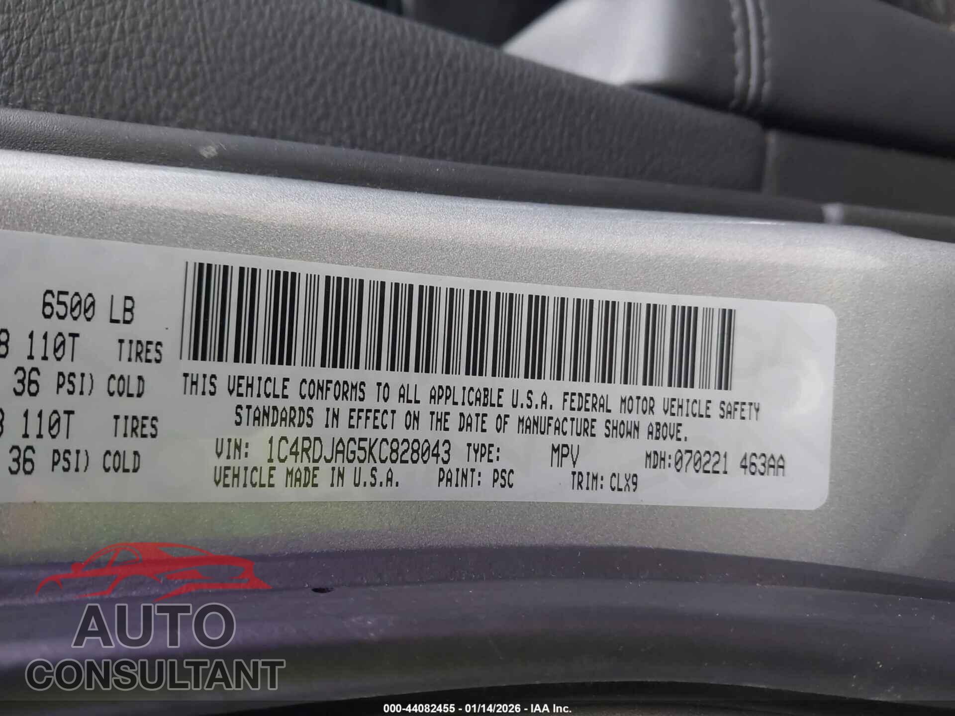 DODGE DURANGO 2019 - 1C4RDJAG5KC828043