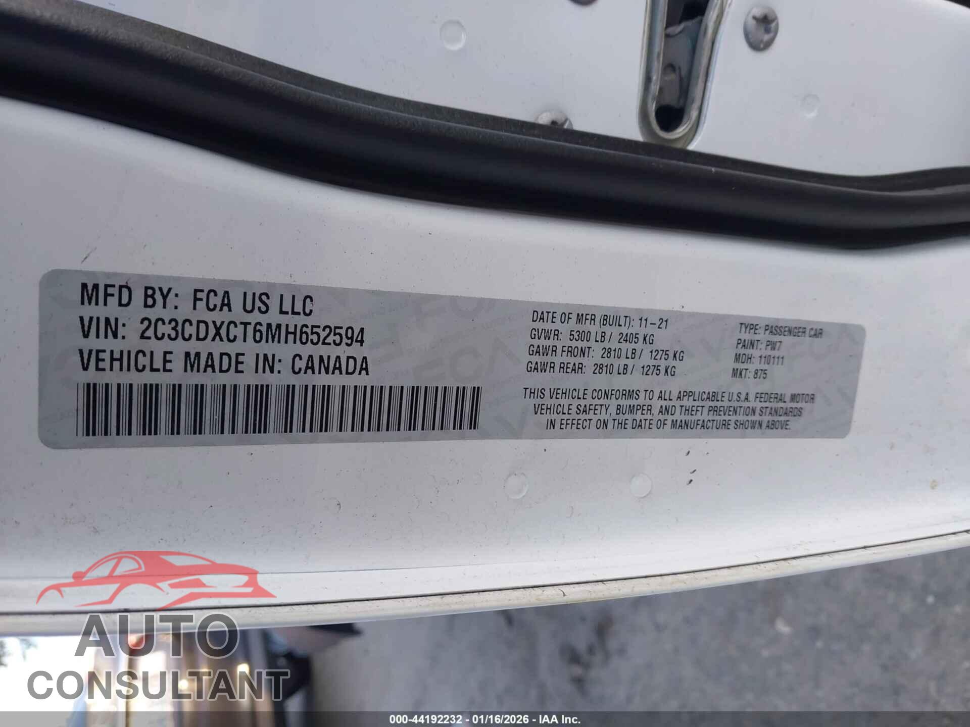 DODGE CHARGER 2021 - 2C3CDXCT6MH652594