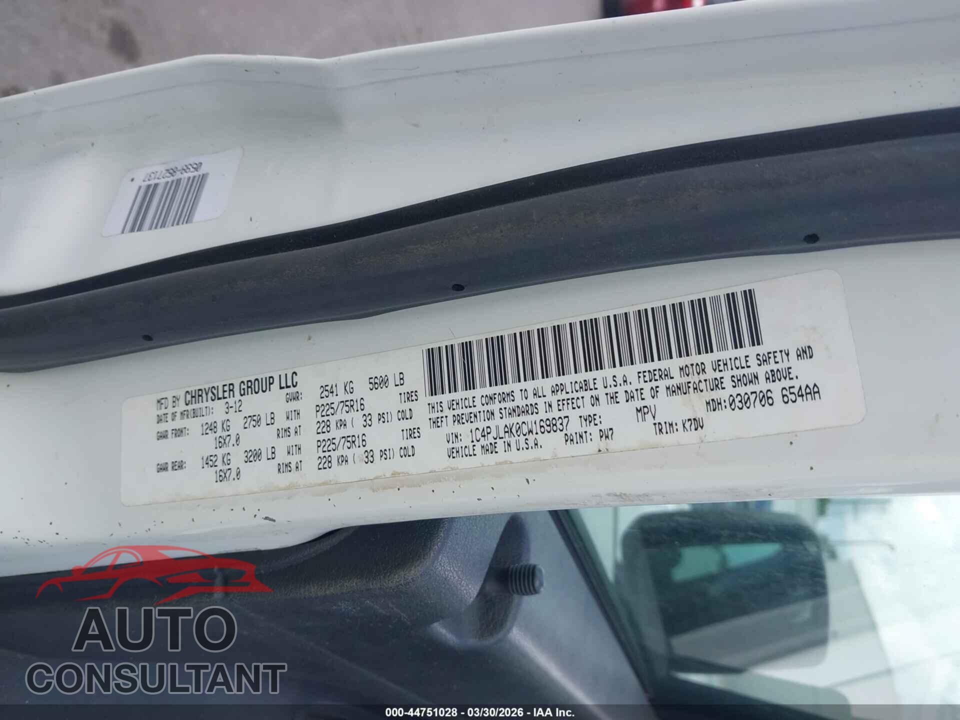JEEP LIBERTY 2012 - 1C4PJLAK0CW169837