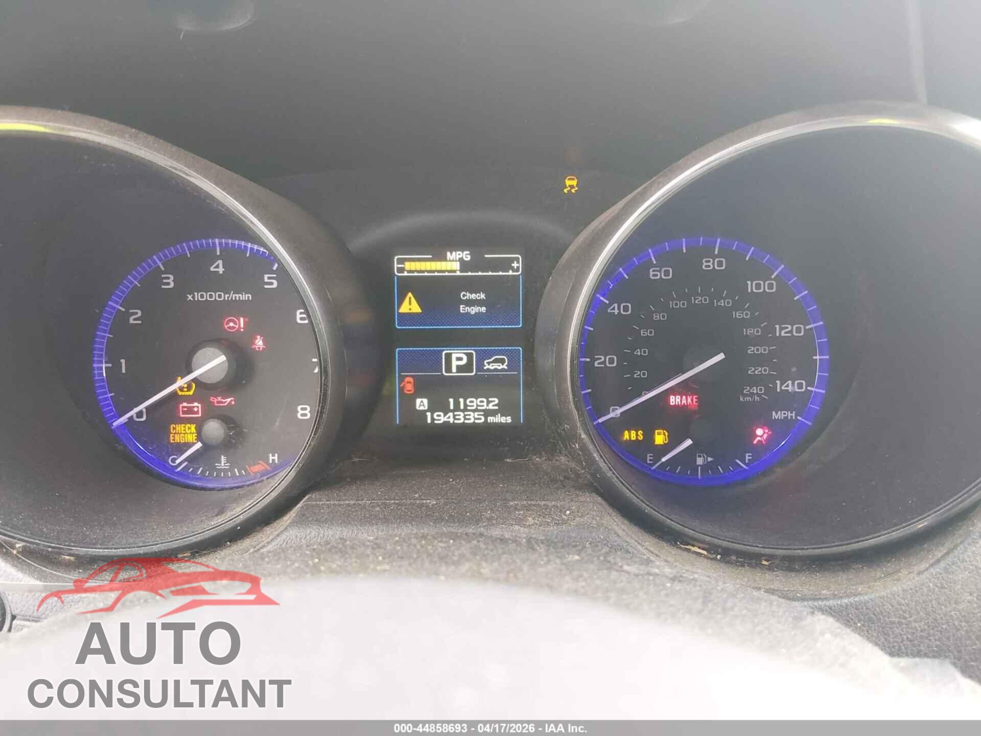 SUBARU OUTBACK 2016 - 4S4BSACC6G3337193