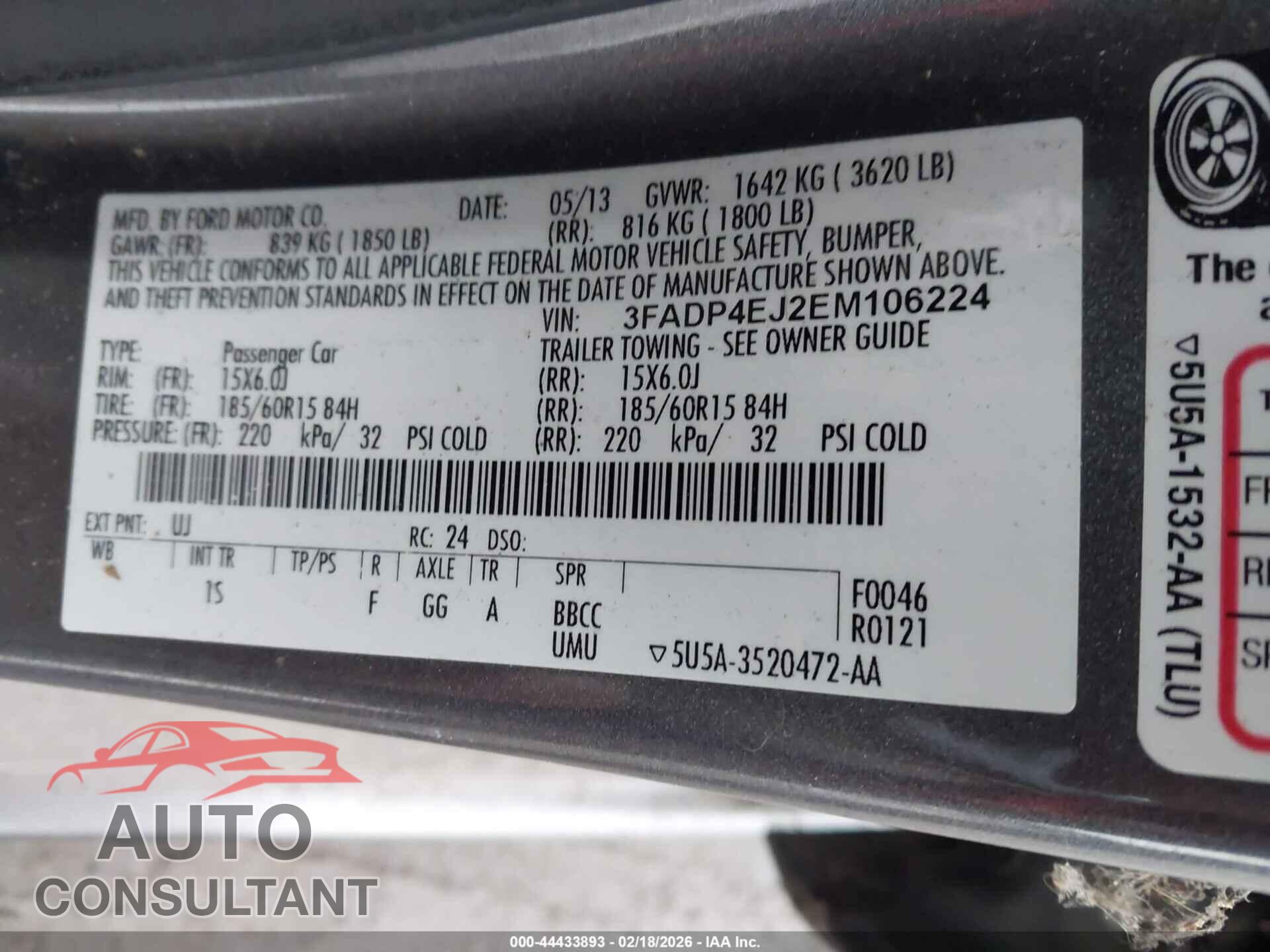 FORD FIESTA 2014 - 3FADP4EJ2EM106224