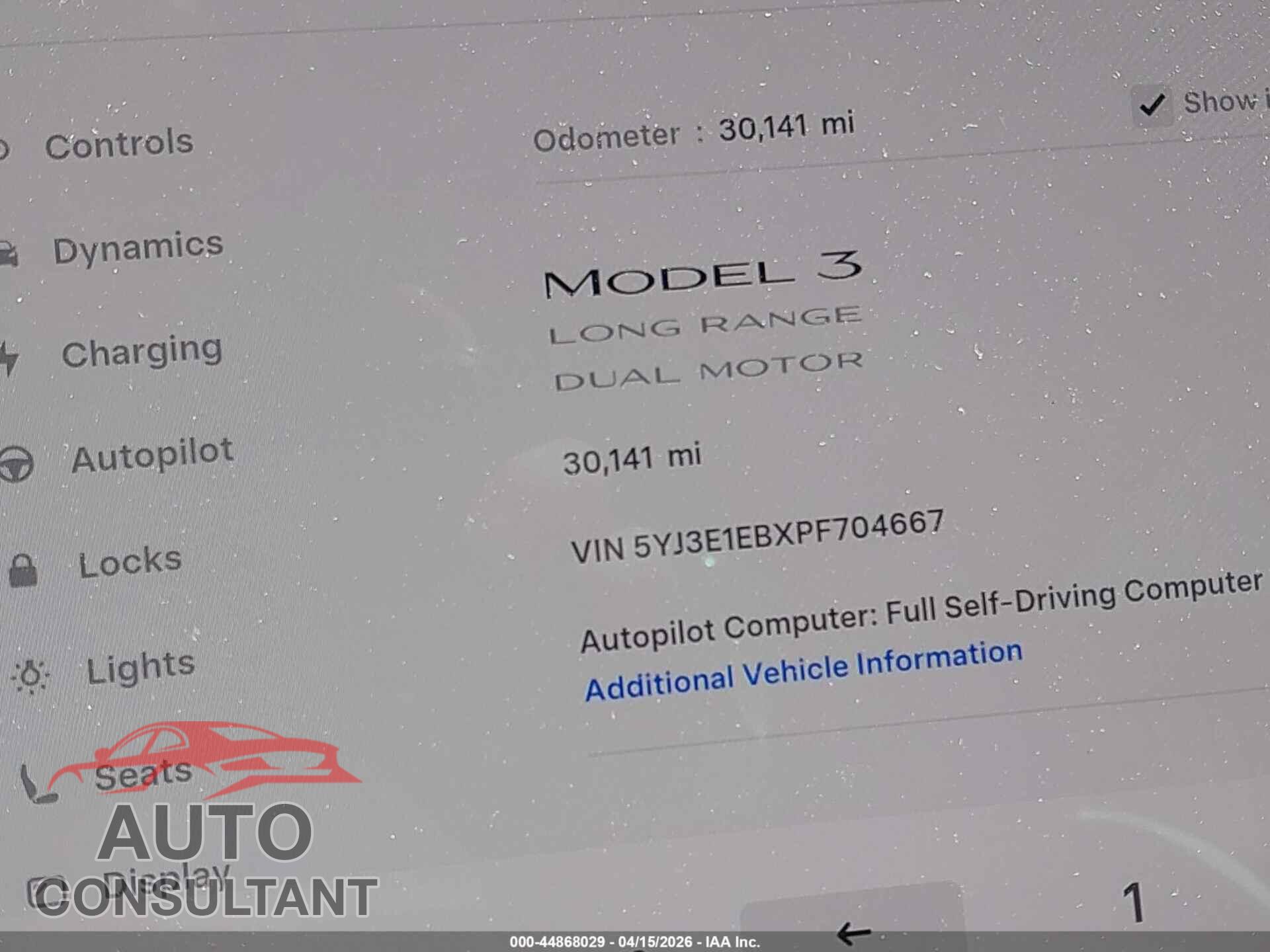 TESLA MODEL 3 2023 - 5YJ3E1EBXPF704667