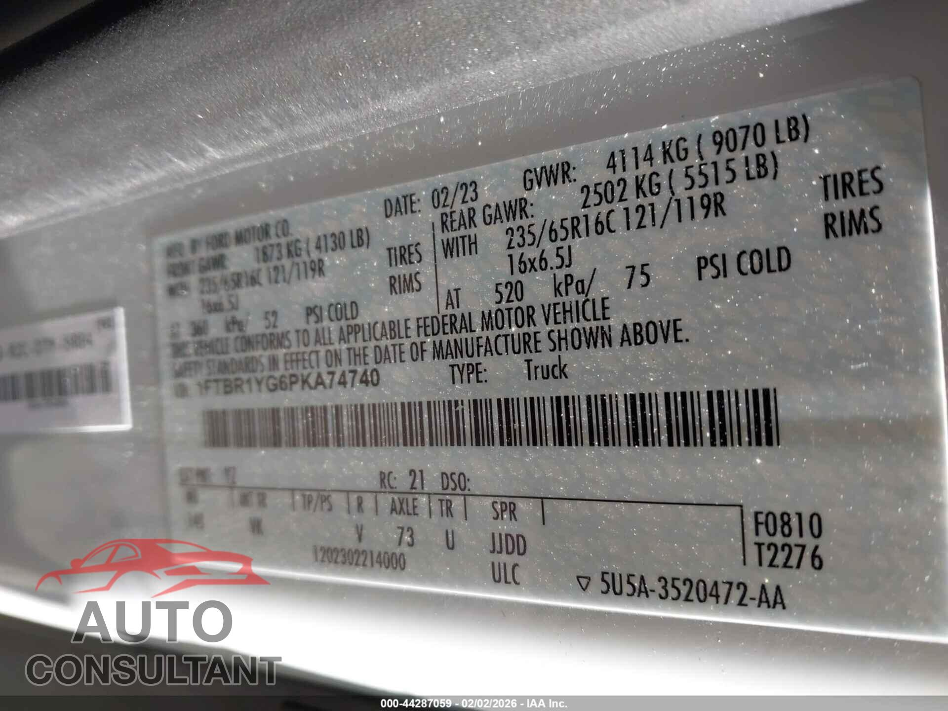 FORD TRANSIT-250 2023 - 1FTBR1YG6PKA74740