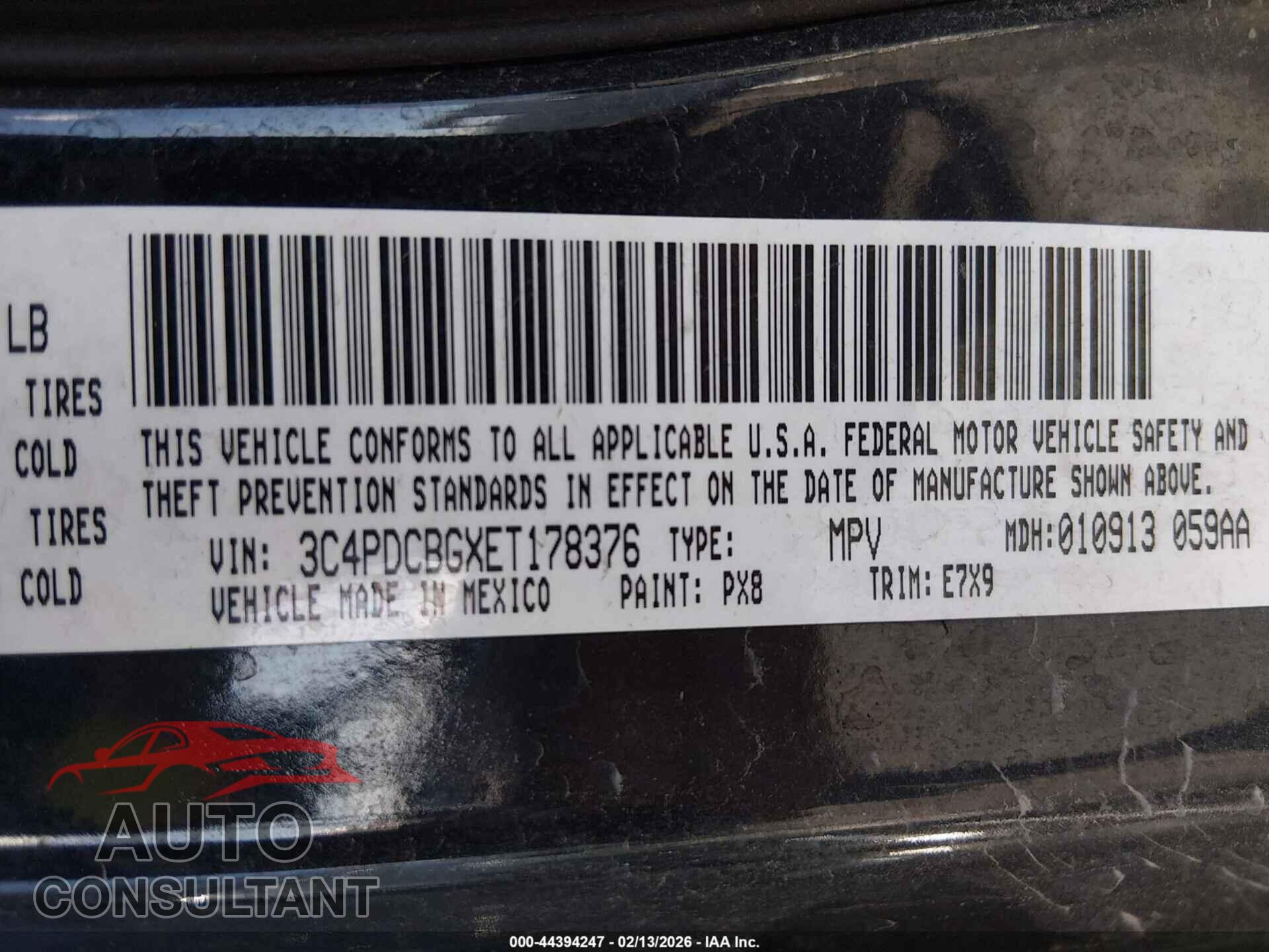 DODGE JOURNEY 2014 - 3C4PDCBGXET178376