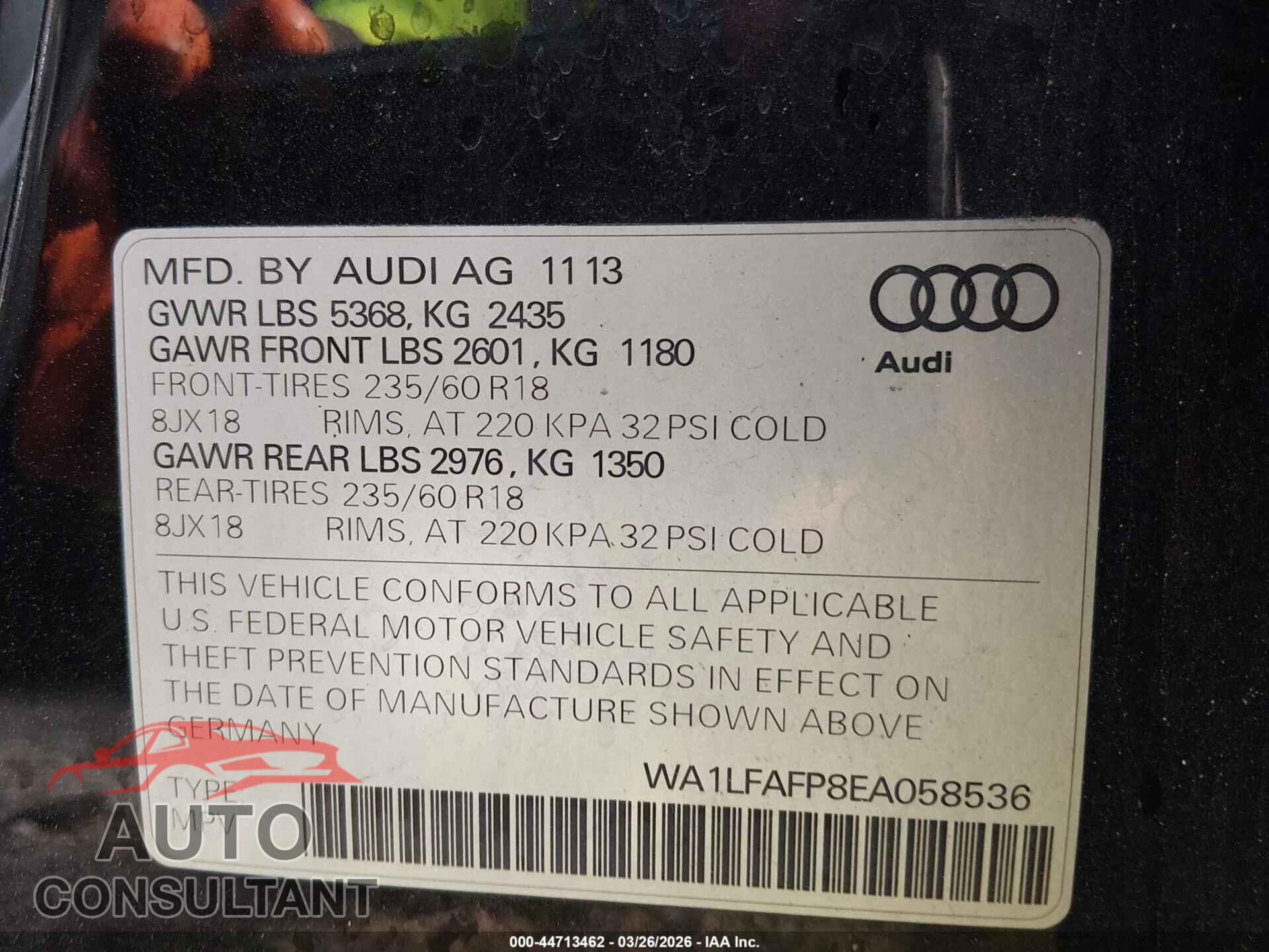 AUDI Q5 2014 - WA1LFAFP8EA058536
